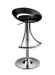Black and Silver Metal and Heavy Duty Plastic Low Back Adjustable Height Bar Chair-0