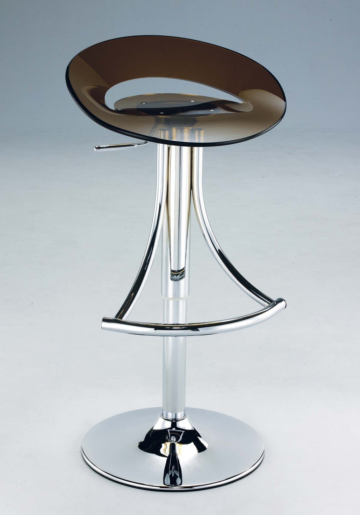 Dark Gray and Silver Acrylic and Metal Low Back Adjustable Height Bar Chair-3