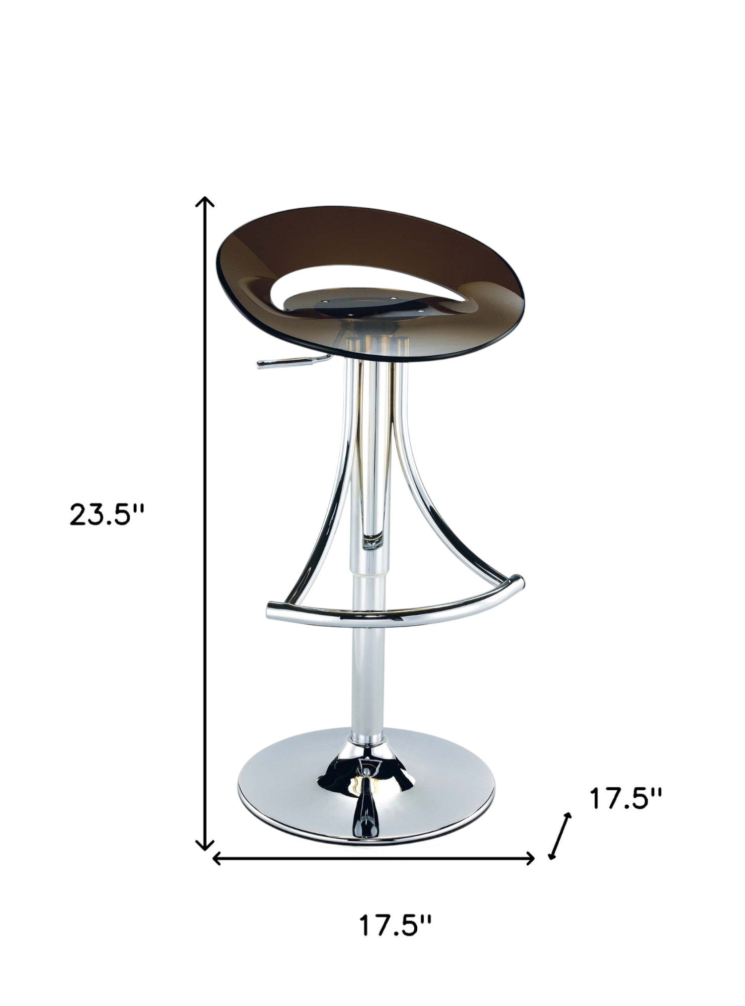 Dark Gray and Silver Acrylic and Metal Low Back Adjustable Height Bar Chair-2