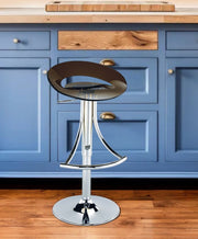Dark Gray and Silver Acrylic and Metal Low Back Adjustable Height Bar Chair-0