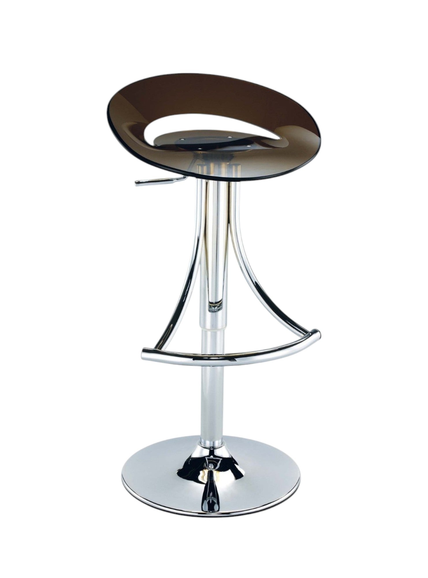 Dark Gray and Silver Acrylic and Metal Low Back Adjustable Height Bar Chair-1