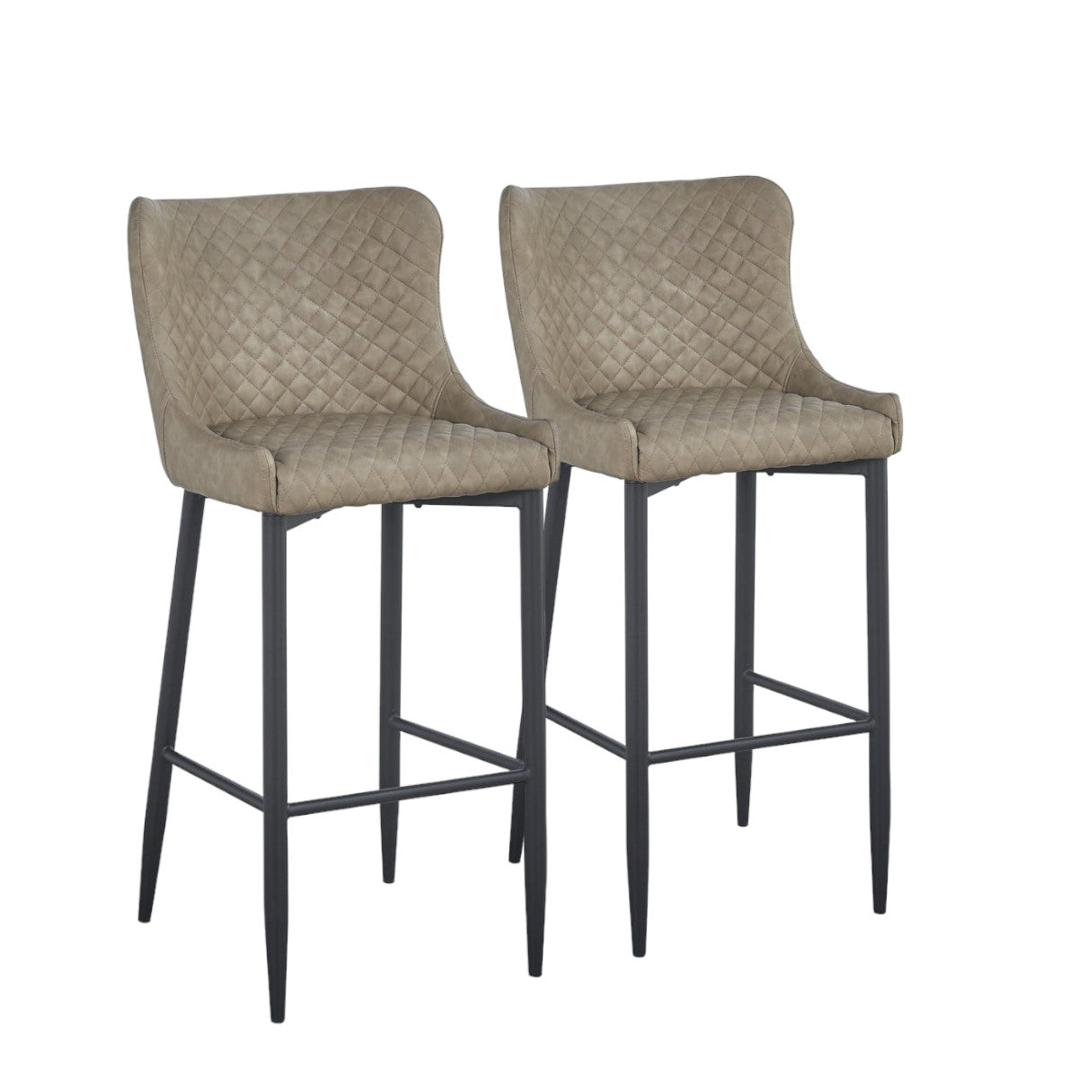 Set of Two 26" Gray and Black Faux Leather and Metal Low Back Counter Height Bar Chairs-1