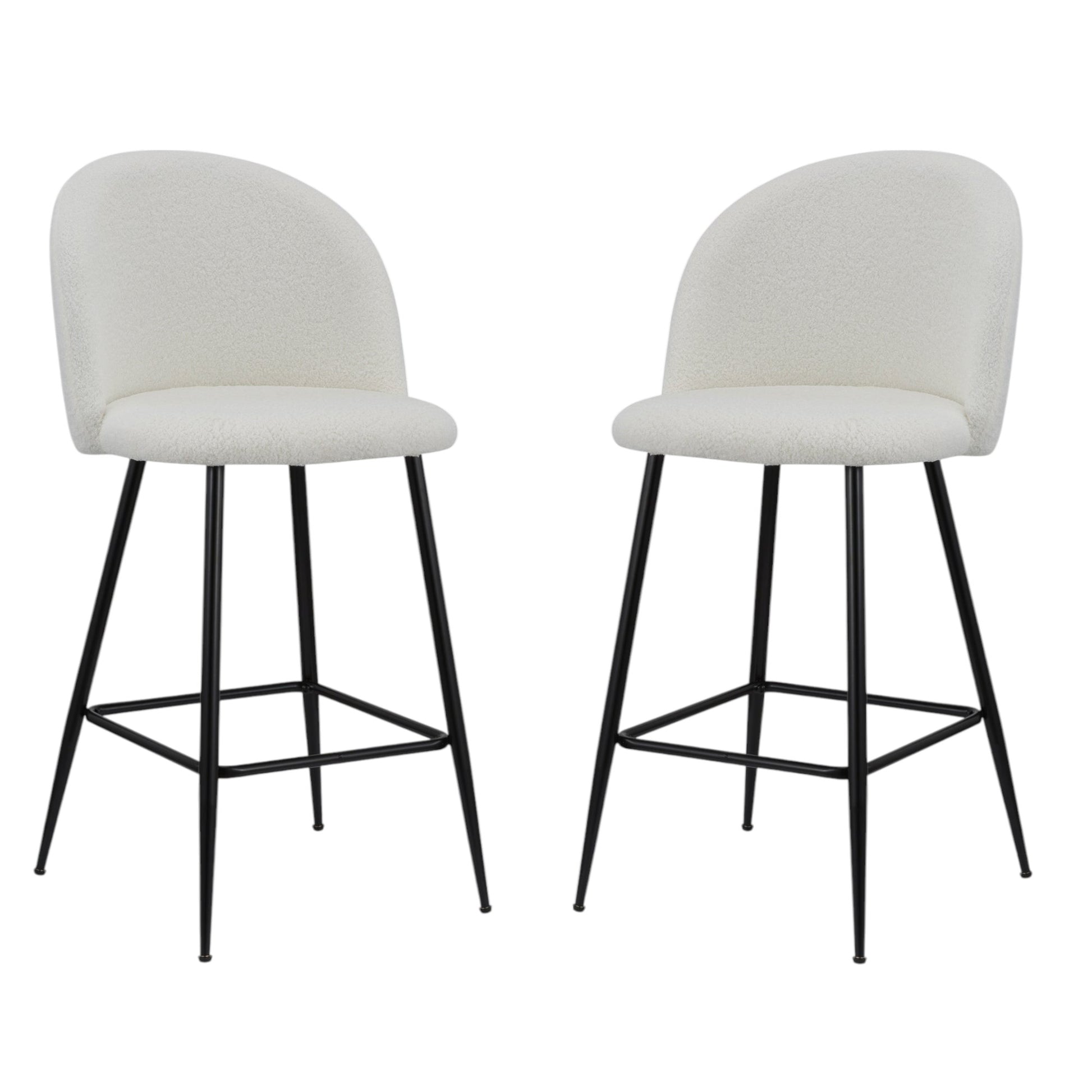 Set of Two 26" White and Black Fabric and Metal Low Back Counter Height Bar Chairs-2