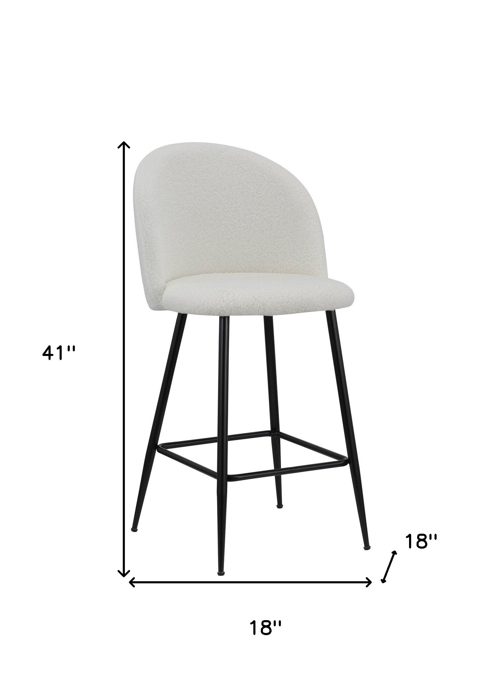 Set of Two 26" White and Black Fabric and Metal Low Back Counter Height Bar Chairs-6