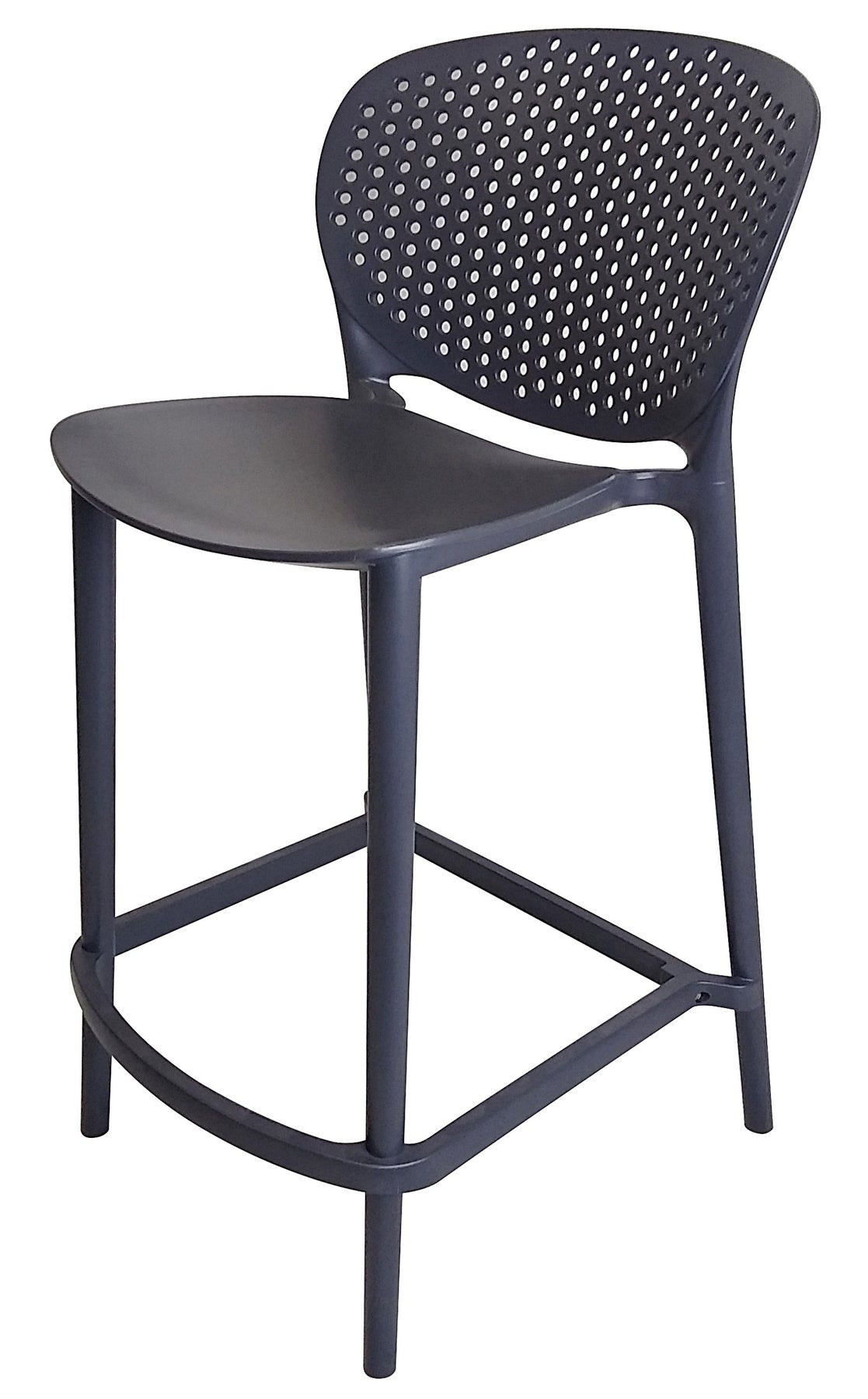Set of Four 30" Dark Gray Heavy Duty Plastic Low Back Bar Height Bar Chairs-2