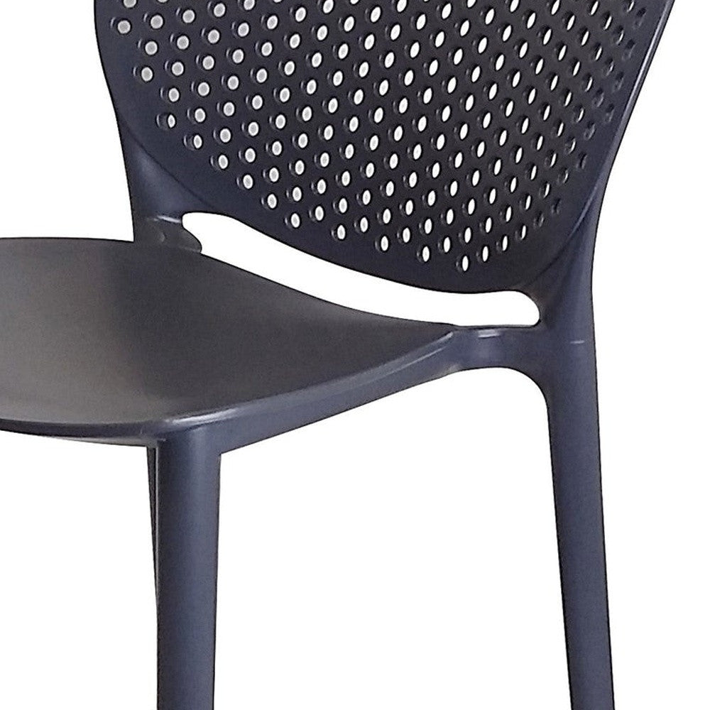 Set of Four 30" Dark Gray Heavy Duty Plastic Low Back Bar Height Bar Chairs-4