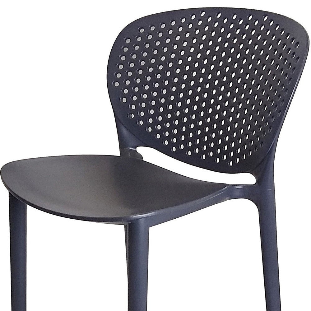 Set of Four 30" Dark Gray Heavy Duty Plastic Low Back Bar Height Bar Chairs-3
