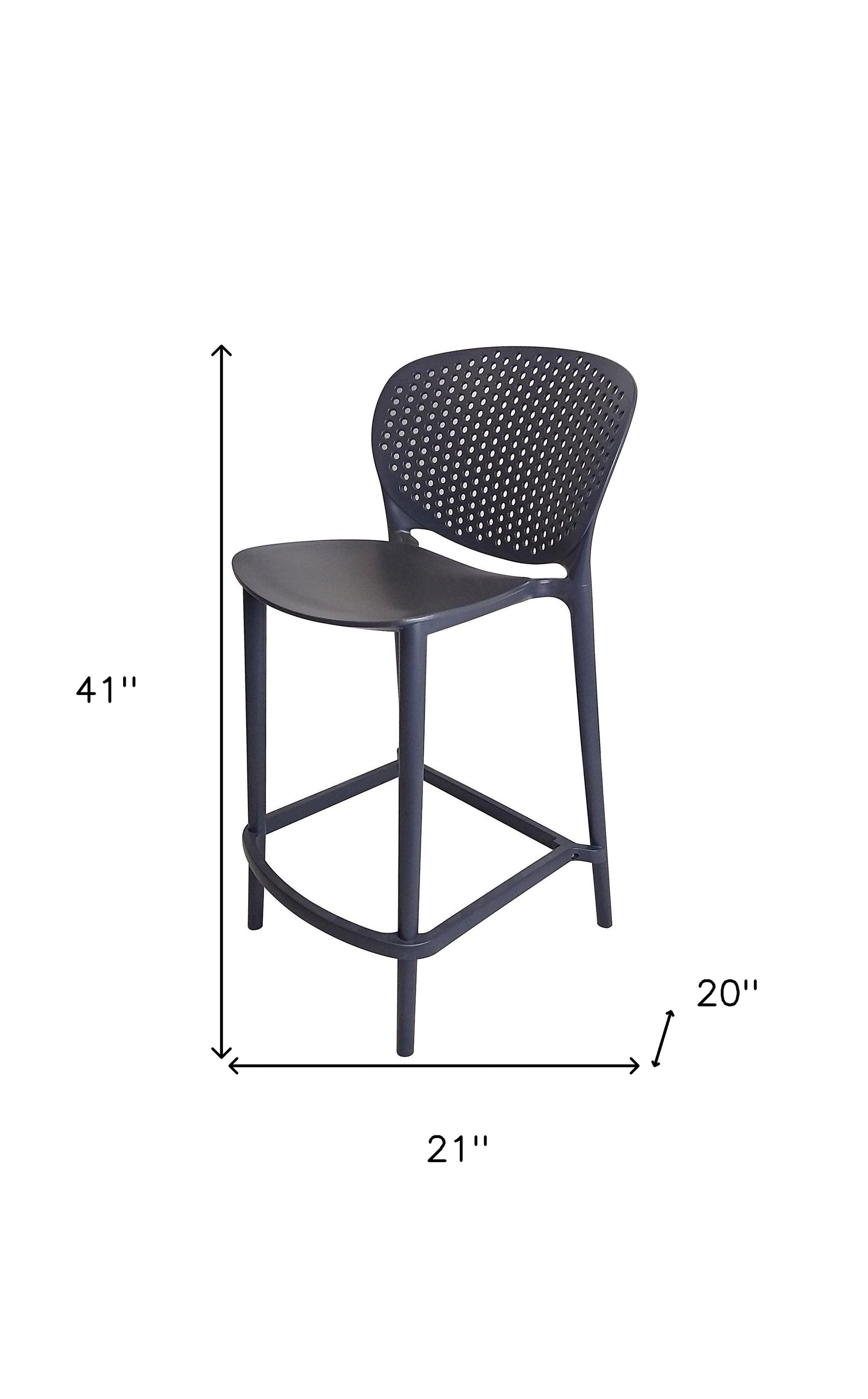 Set of Four 30" Dark Gray Heavy Duty Plastic Low Back Bar Height Bar Chairs-5