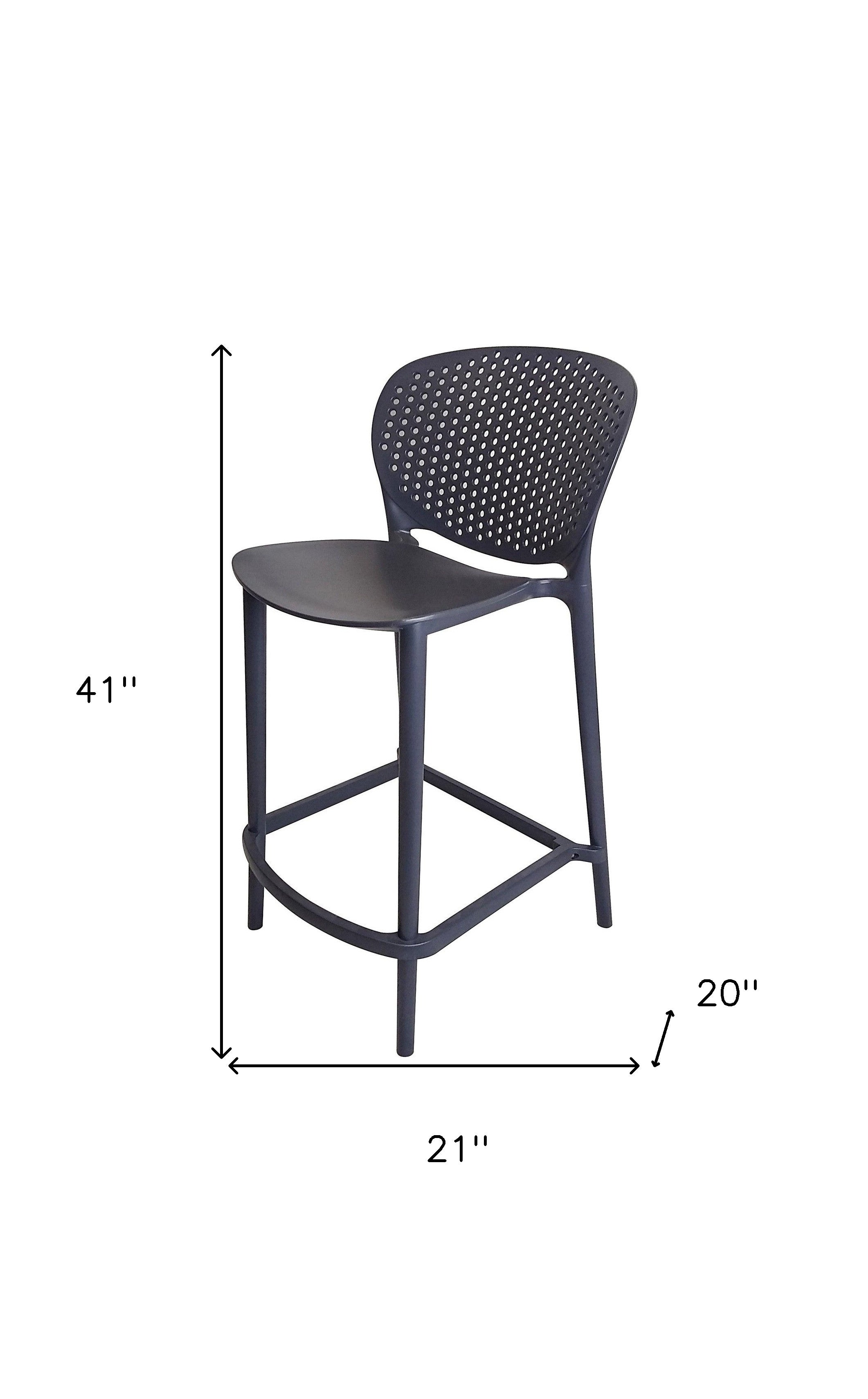 Set of Four 30" Dark Gray Heavy Duty Plastic Low Back Bar Height Bar Chairs-5