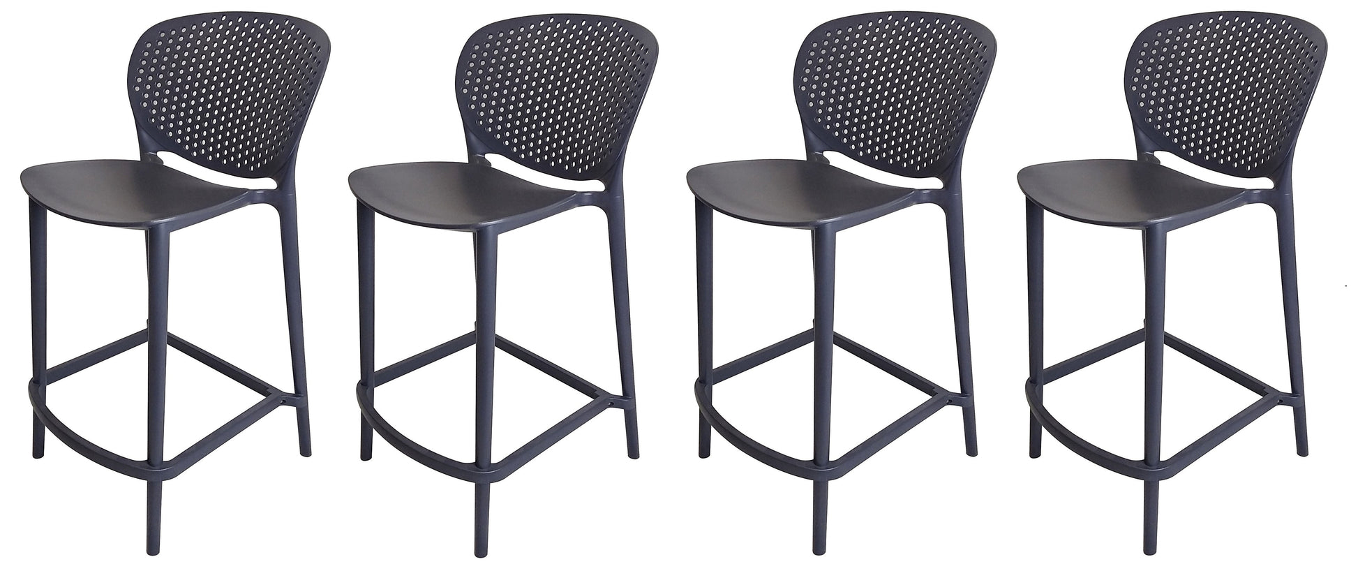 Set of Four 30" Dark Gray Heavy Duty Plastic Low Back Bar Height Bar Chairs-1