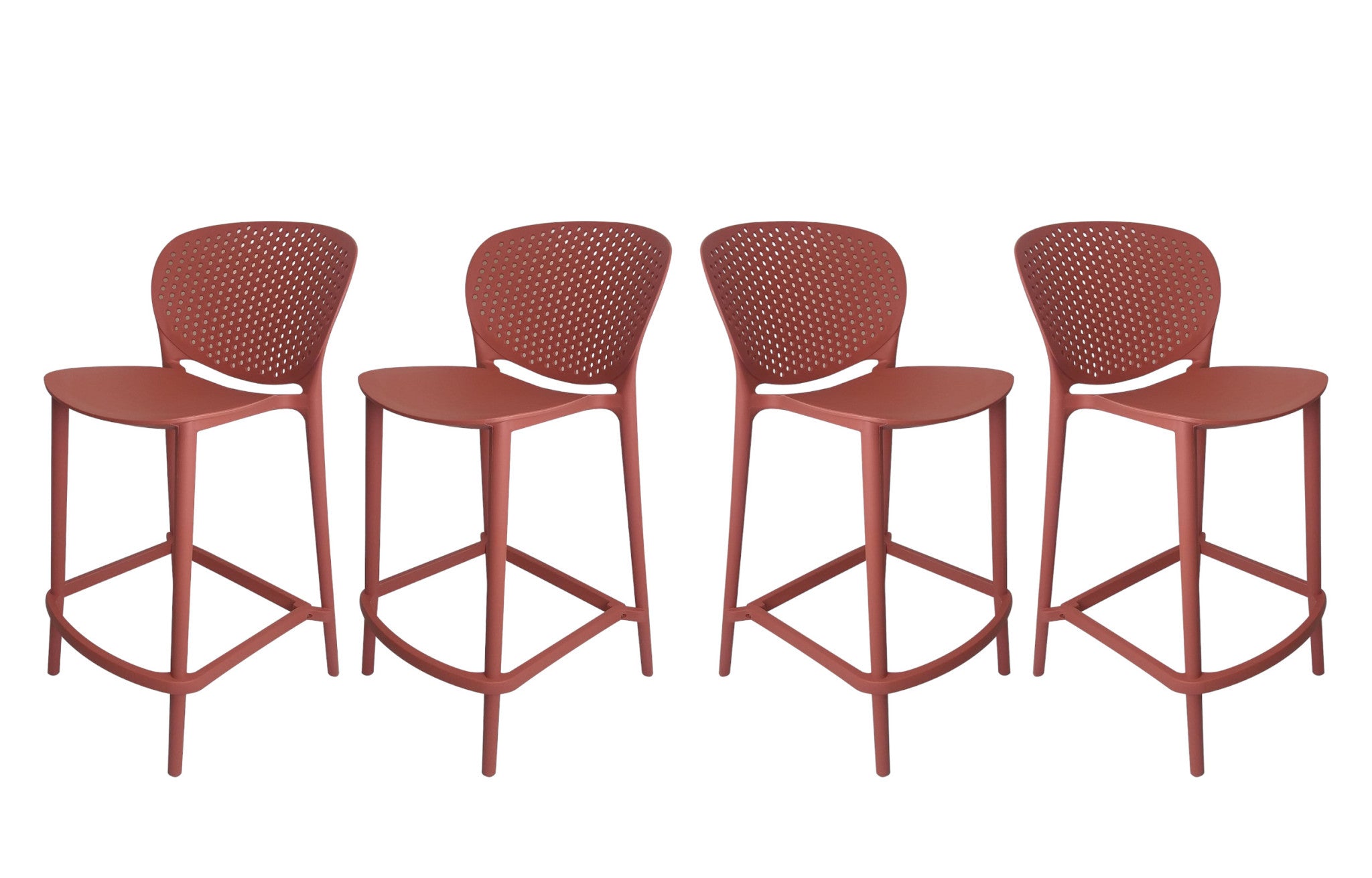 Set of Four 30" Orange Heavy Duty Plastic Low Back Bar Height Bar Chairs-1