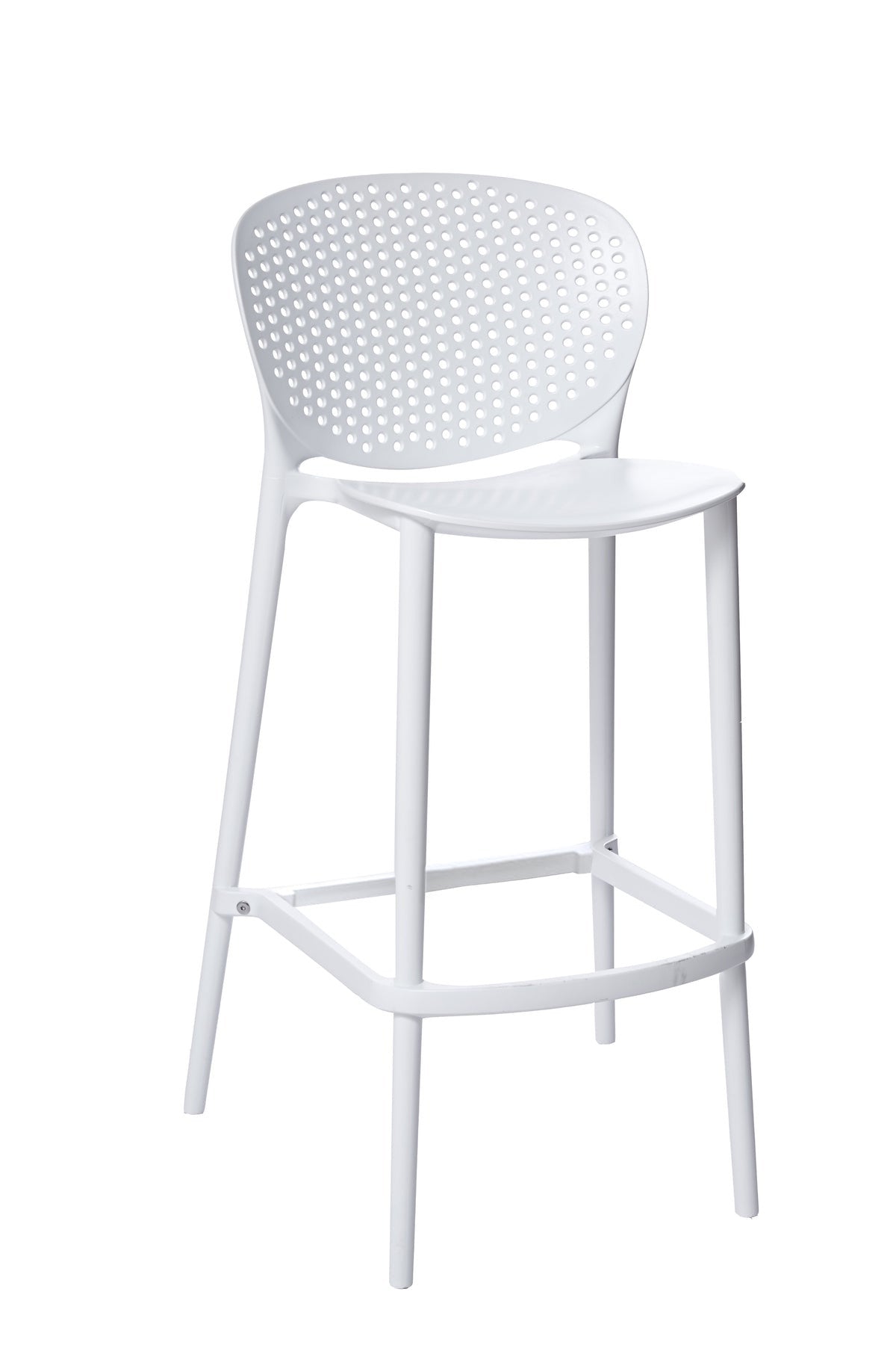 Set of Four 30" White Heavy Duty Plastic Low Back Bar Height Bar Chairs-2