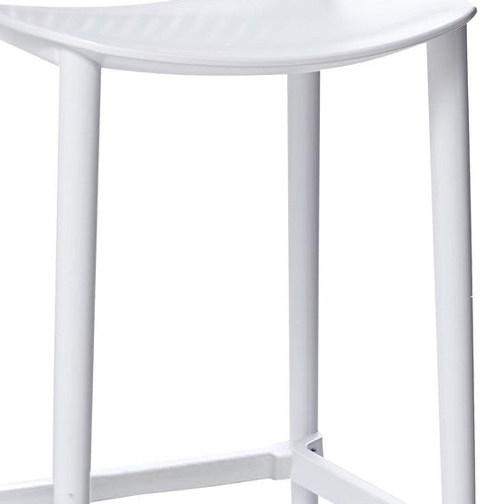 Set of Four 30" White Heavy Duty Plastic Low Back Bar Height Bar Chairs-5