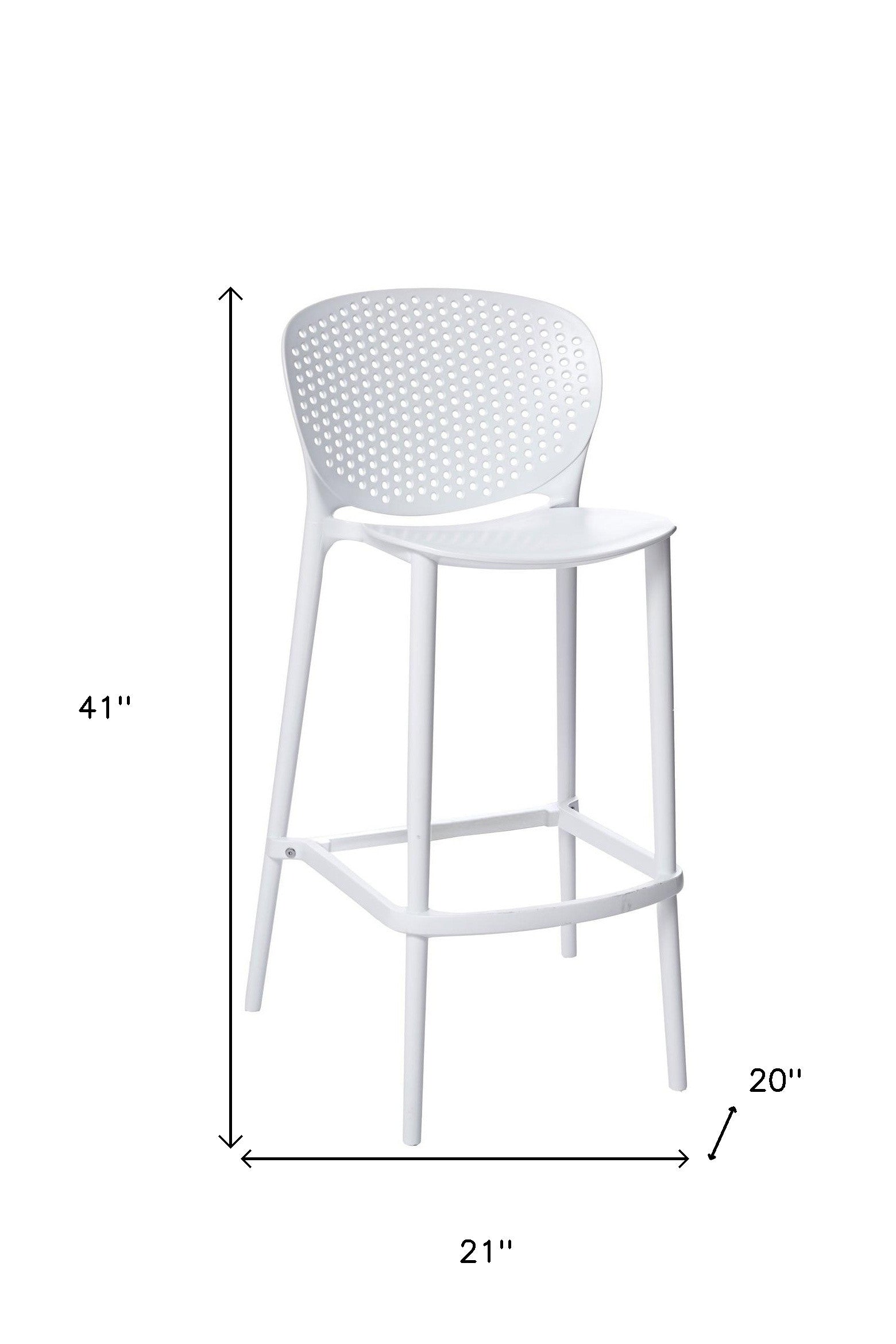 Set of Four 30" White Heavy Duty Plastic Low Back Bar Height Bar Chairs-6