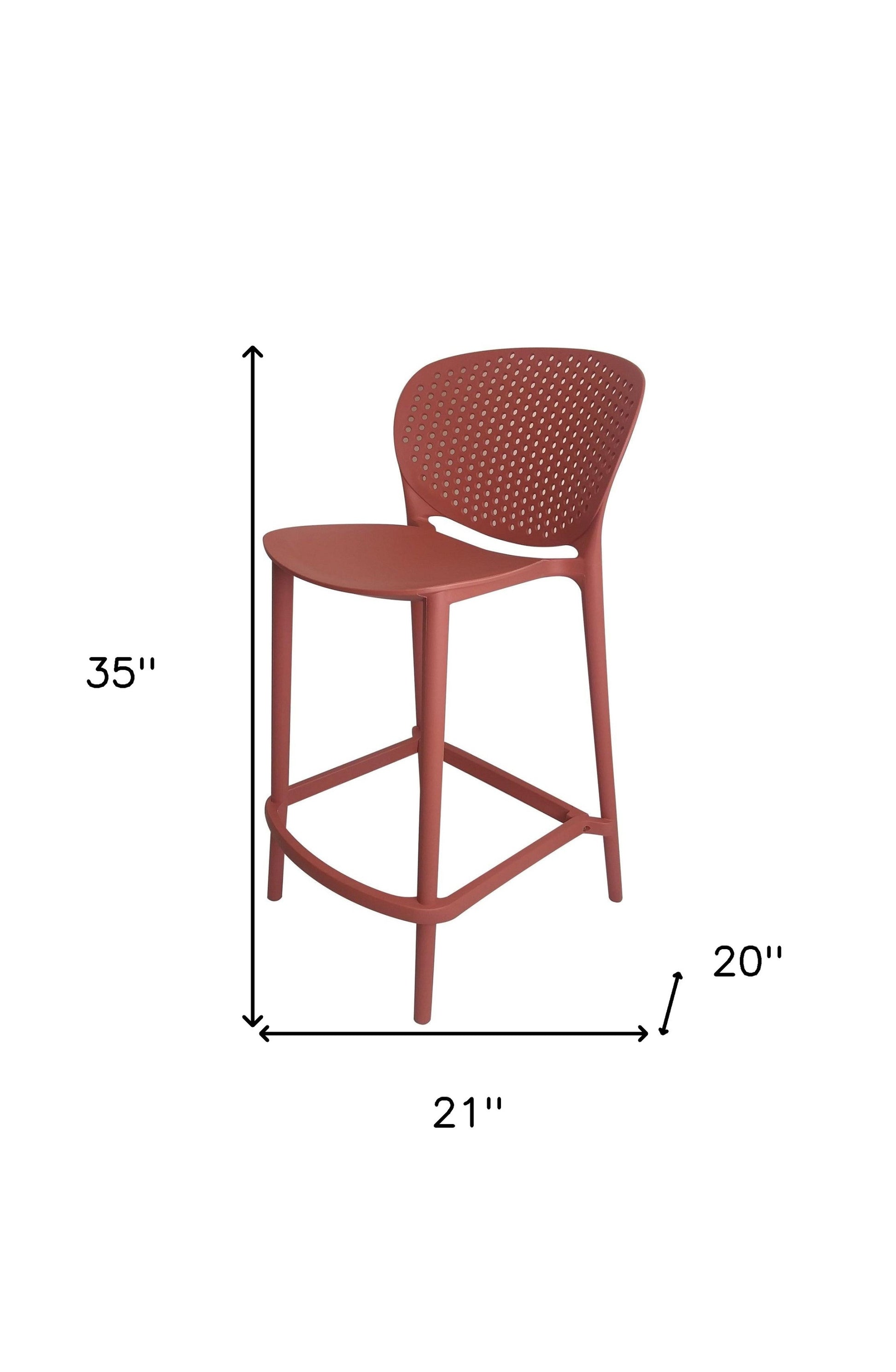 Set of Four 26" Orange Heavy Duty Plastic Low Back Counter Height Bar Chairs-5