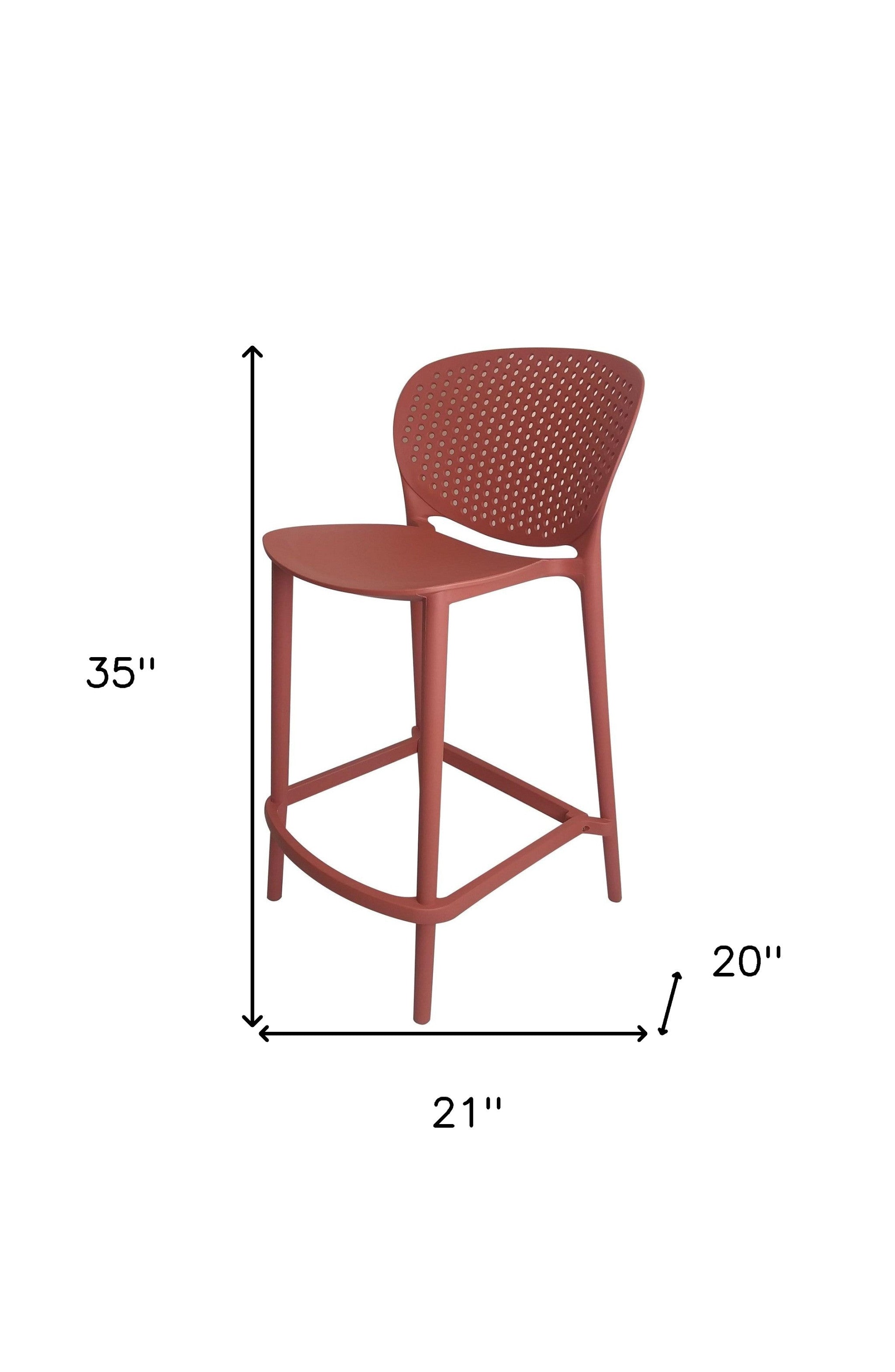 Set of Four 26" Orange Heavy Duty Plastic Low Back Counter Height Bar Chairs-5