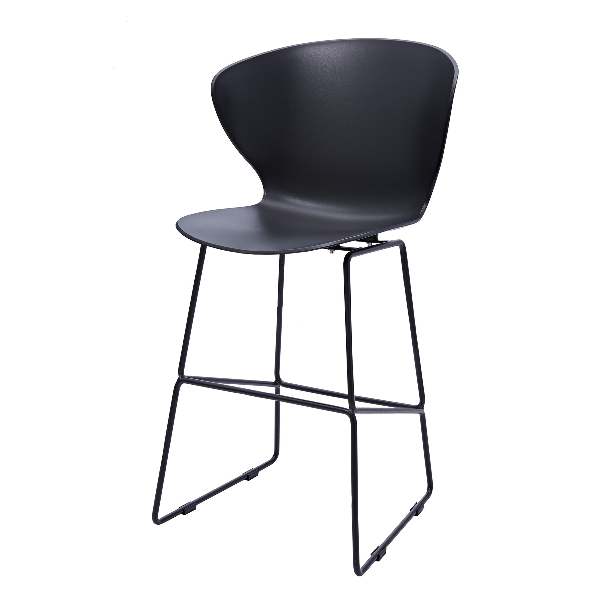 Set of Two 26" Black Heavy Duty Plastic and Metal Low Back Counter Height Bar Chairs-3