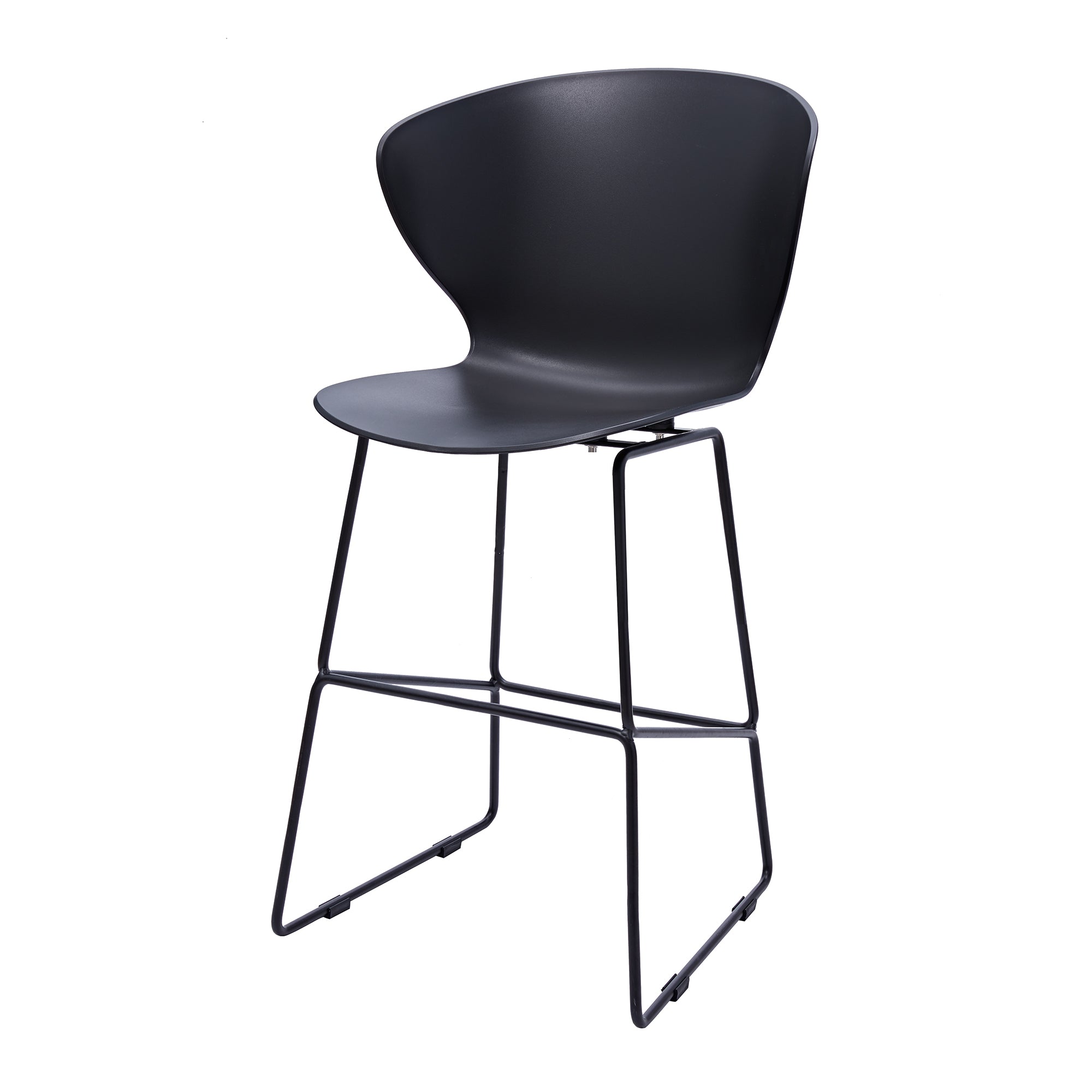 Set of Two 26" Black Heavy Duty Plastic and Metal Low Back Counter Height Bar Chairs-3