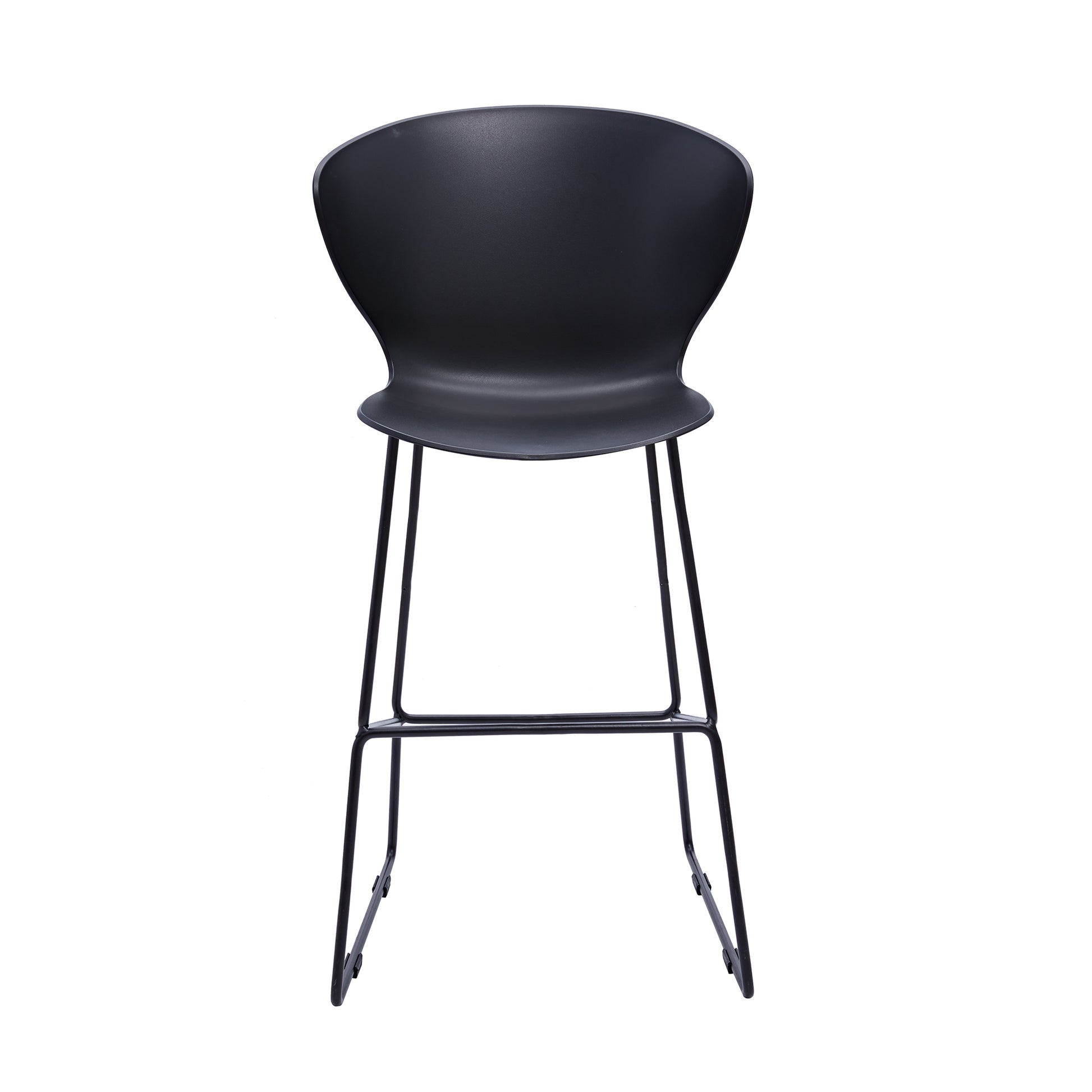 Set of Two 26" Black Heavy Duty Plastic and Metal Low Back Counter Height Bar Chairs-4