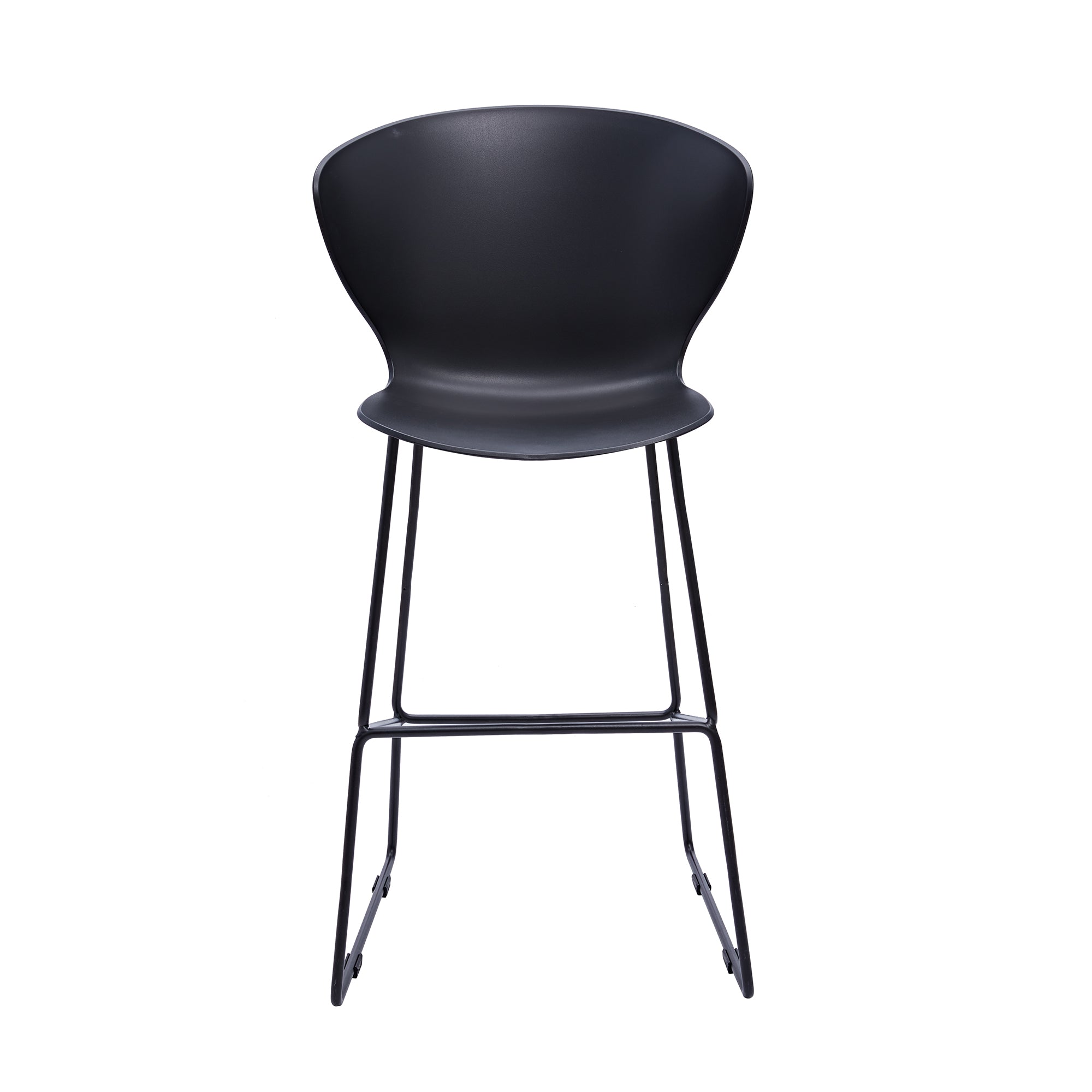 Set of Two 26" Black Heavy Duty Plastic and Metal Low Back Counter Height Bar Chairs-4