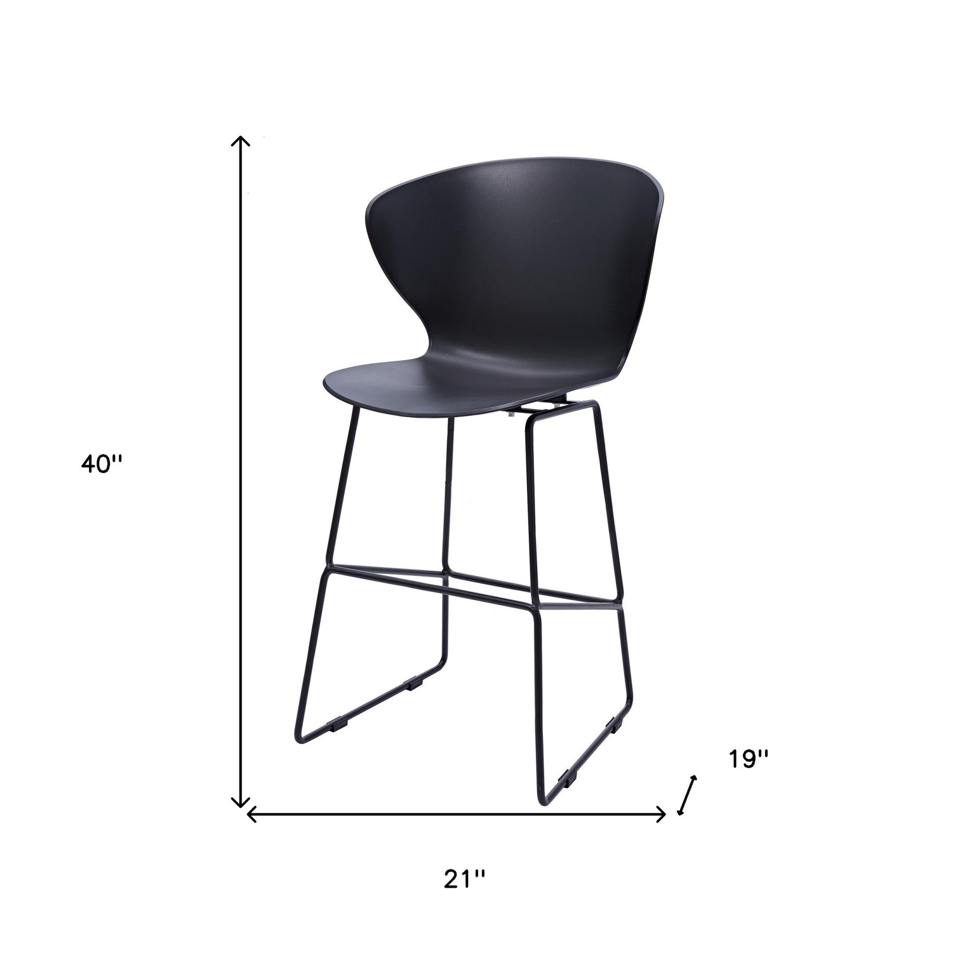Set of Two 26" Black Heavy Duty Plastic and Metal Low Back Counter Height Bar Chairs-7