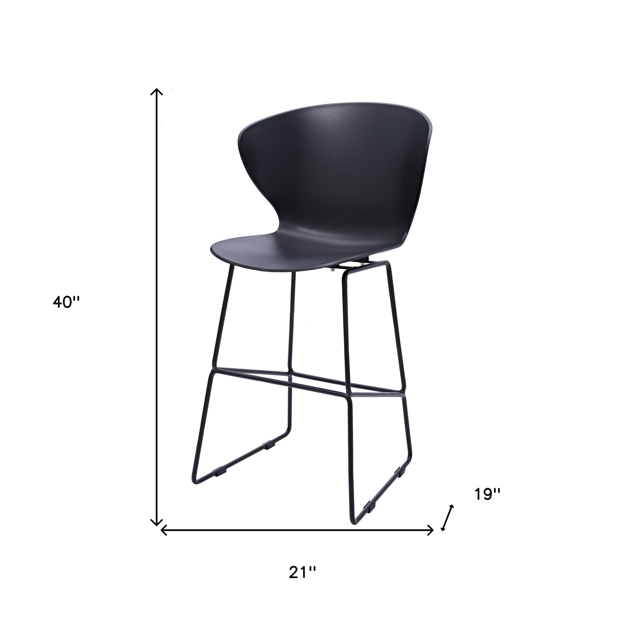 Set of Two 26" Black Heavy Duty Plastic and Metal Low Back Counter Height Bar Chairs-7