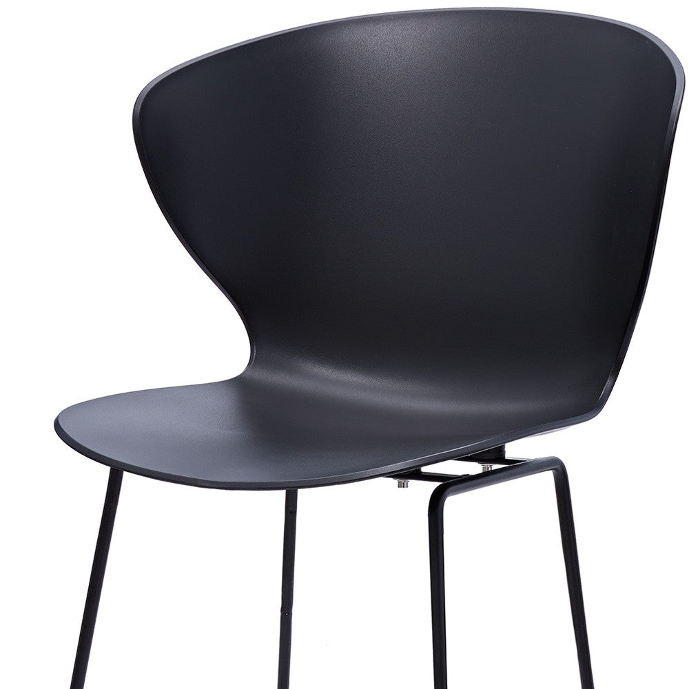 Set of Two 26" Black Heavy Duty Plastic and Metal Low Back Counter Height Bar Chairs-6