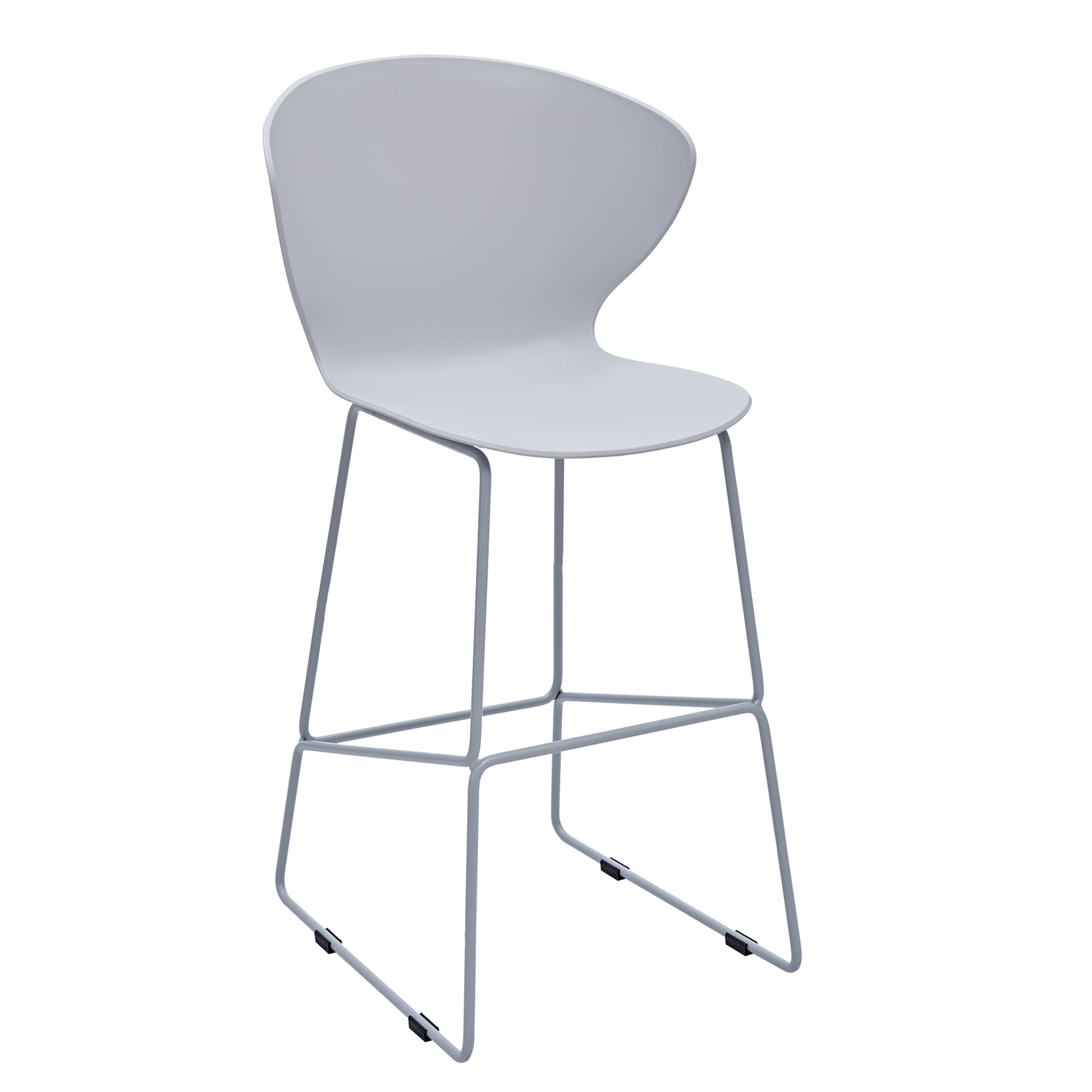 Set of Two 26" Gray Heavy Duty Plastic and Metal Low Back Counter Height Bar Chairs-4