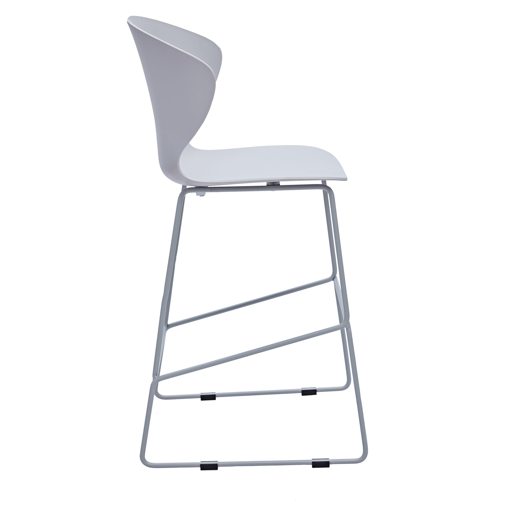 Set of Two 26" Gray Heavy Duty Plastic and Metal Low Back Counter Height Bar Chairs-5