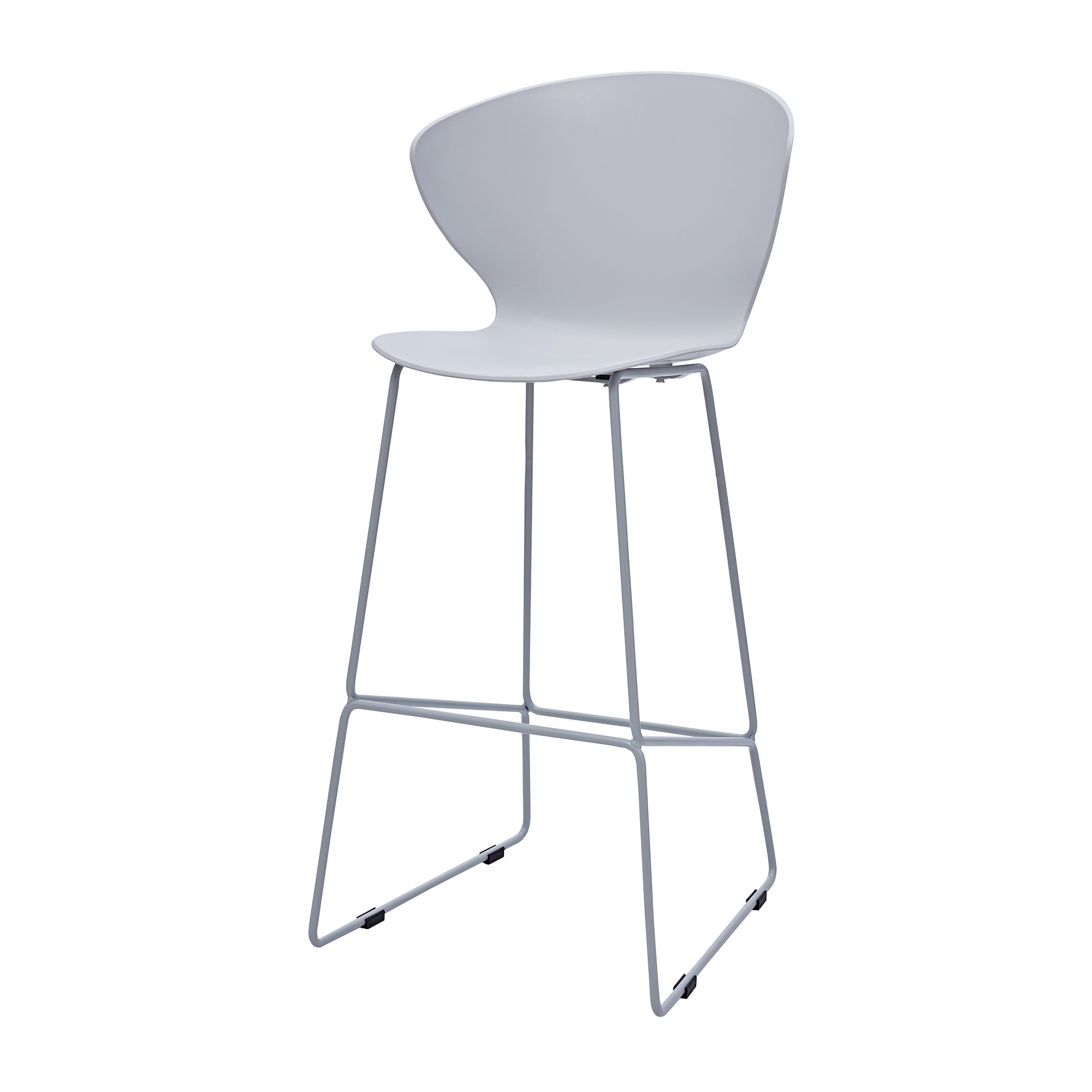 Set of Two 30" Gray Heavy Duty Plastic and Metal Low Back Bar Height Bar Chairs-3
