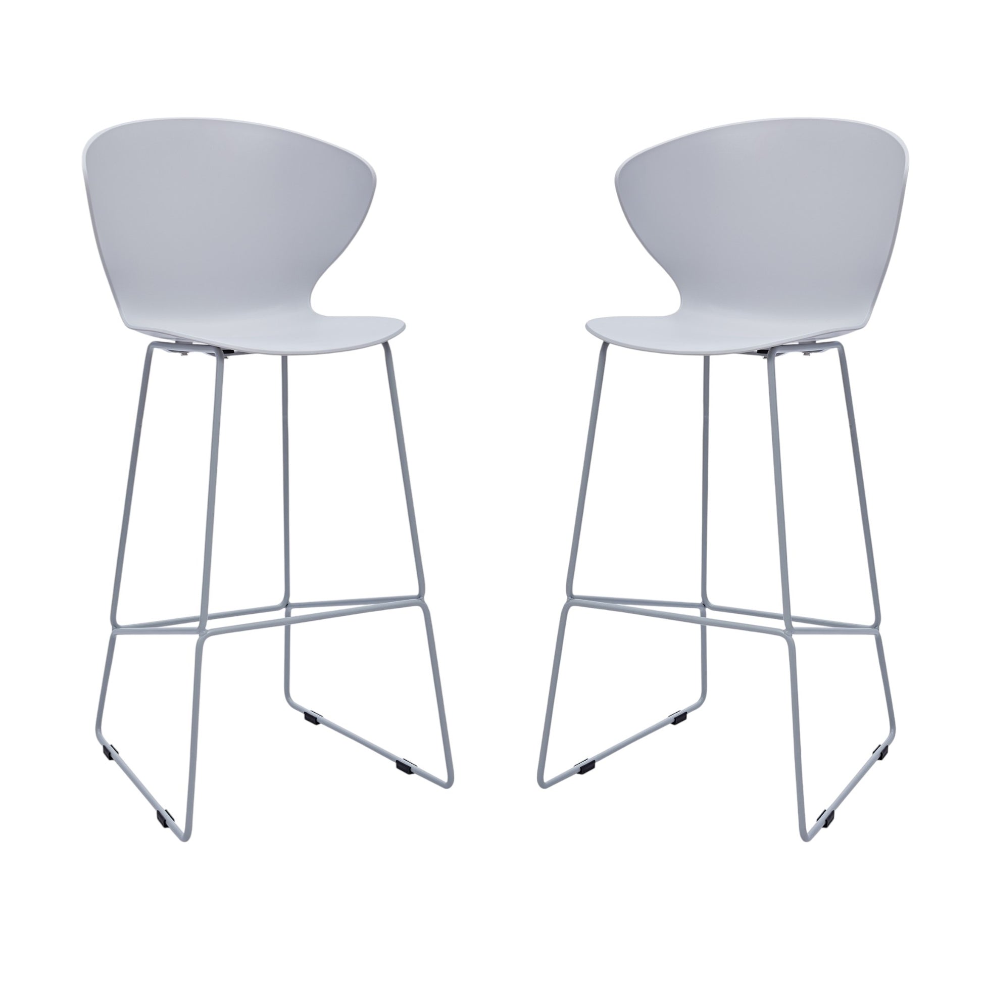 Set of Two 30" Gray Heavy Duty Plastic and Metal Low Back Bar Height Bar Chairs-1
