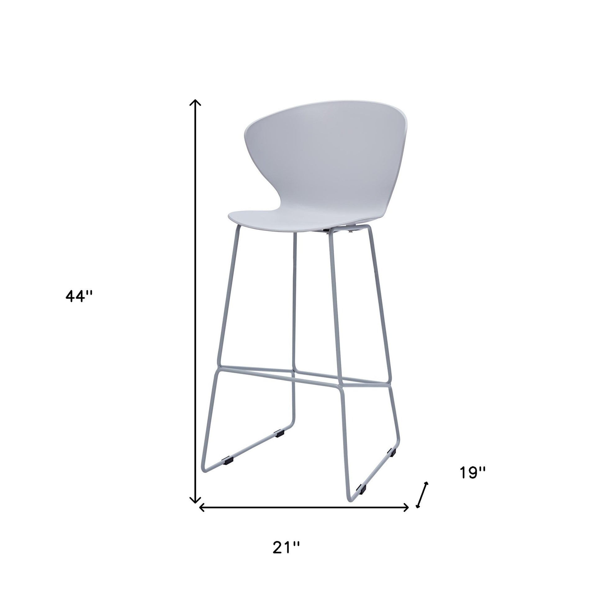 Set of Two 30" Gray Heavy Duty Plastic and Metal Low Back Bar Height Bar Chairs-6