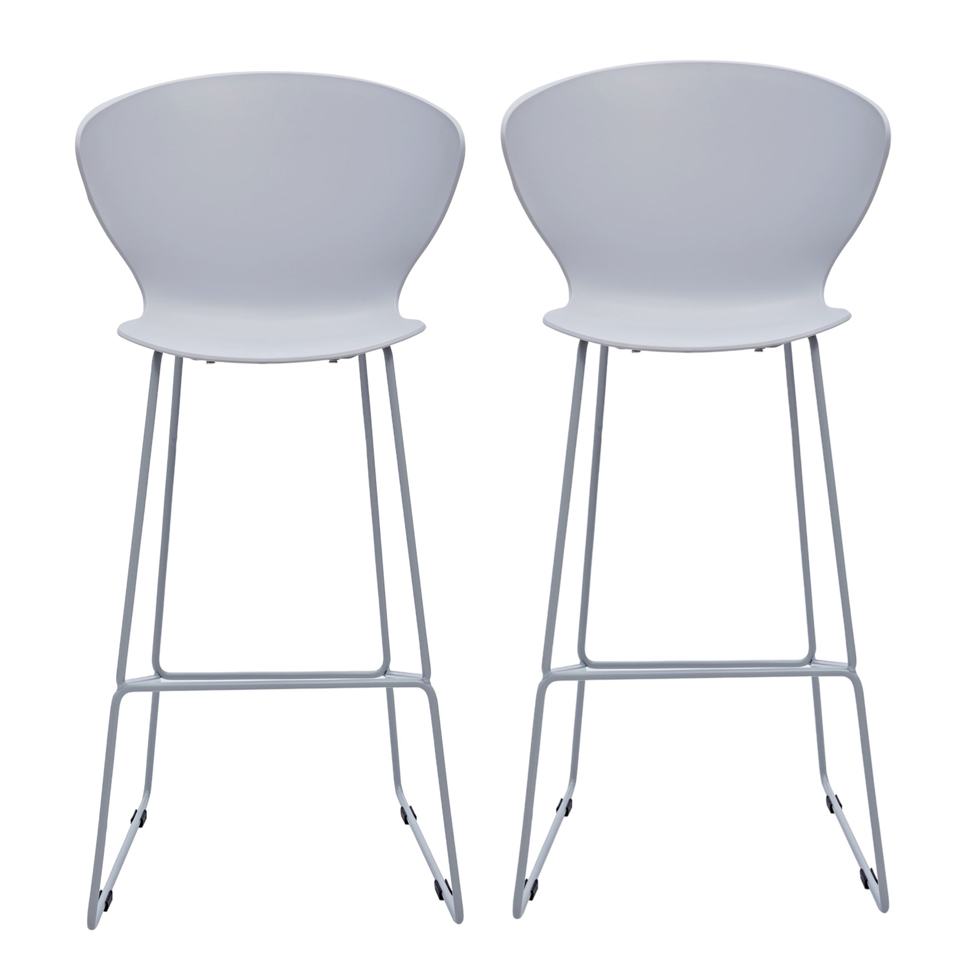 Set of Two 30" Gray Heavy Duty Plastic and Metal Low Back Bar Height Bar Chairs-2