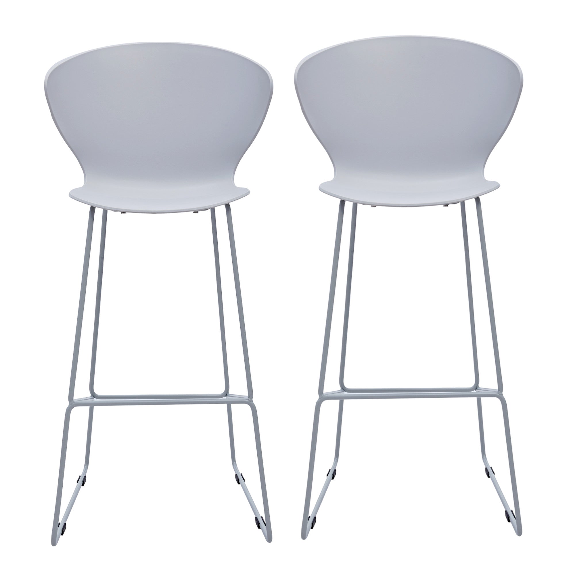 Set of Two 30" Gray Heavy Duty Plastic and Metal Low Back Bar Height Bar Chairs-2