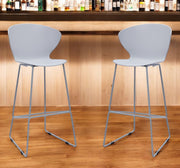 Set of Two 30" Gray Heavy Duty Plastic and Metal Low Back Bar Height Bar Chairs-0