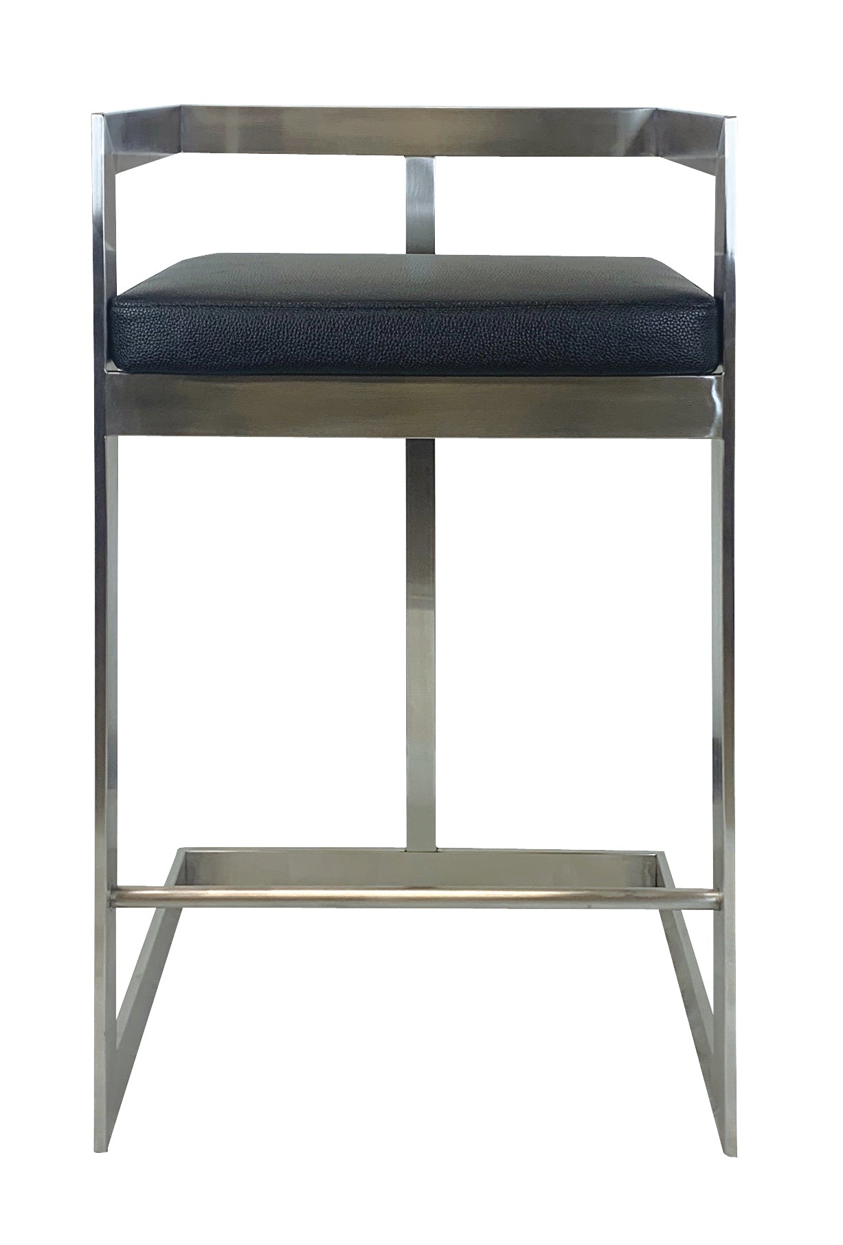 26" Black and Silver Faux Leather and Metal Low Back Counter Height Bar Chair-3