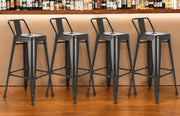 Set of Four 30" Black Steel and Metal Low Back Bar Height Bar Chairs-0