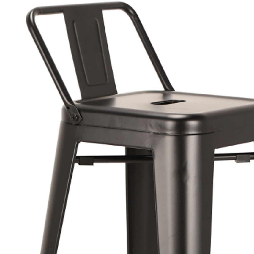 Set of Four 30" Black Steel and Metal Low Back Bar Height Bar Chairs-5
