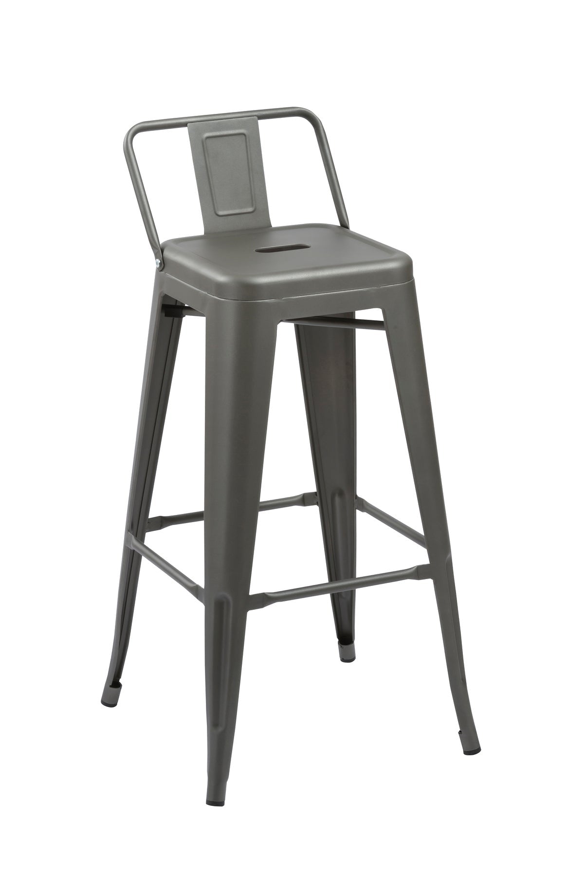 Set of Four 26" Dark Gray Steel and Metal Low Back Counter Height Bar Chairs-2