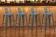 Set of Four 26" Dark Gray Steel and Metal Low Back Counter Height Bar Chairs-0