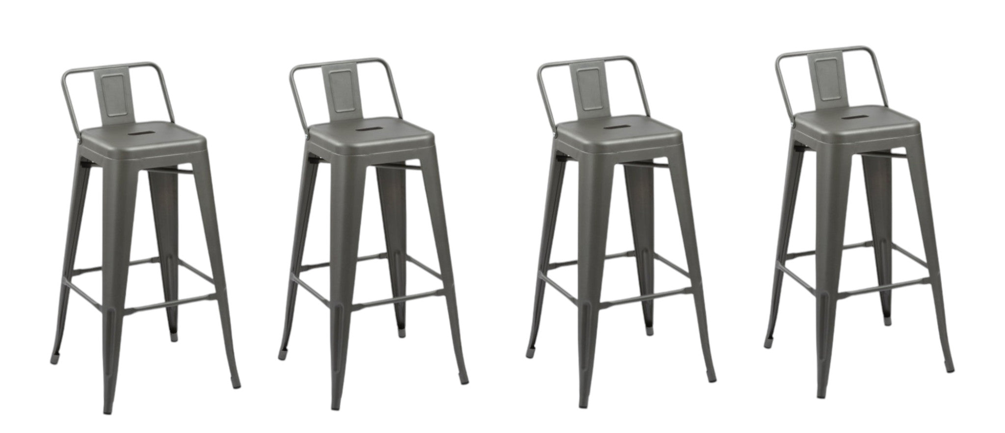 Set of Four 26" Dark Gray Steel and Metal Low Back Counter Height Bar Chairs-1
