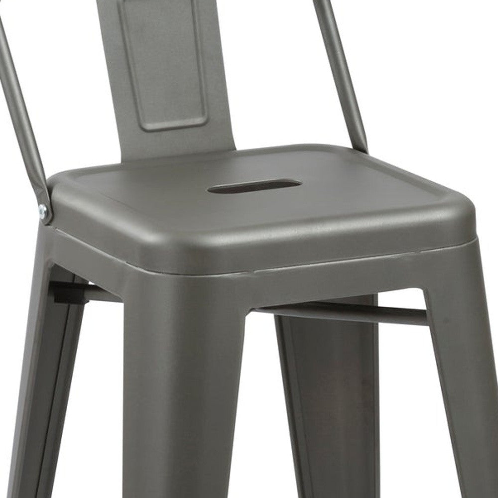 Set of Four 26" Dark Gray Steel and Metal Low Back Counter Height Bar Chairs-3