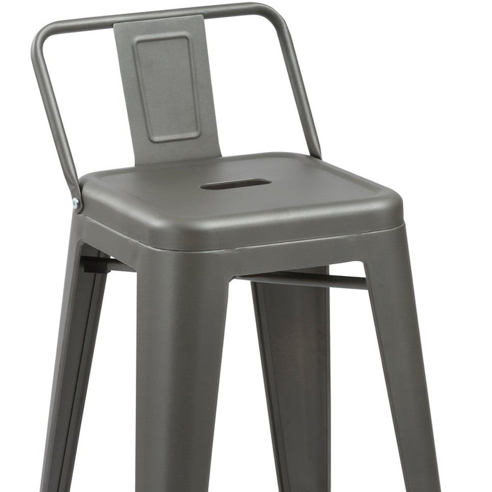 Set of Four 26" Dark Gray Steel and Metal Low Back Counter Height Bar Chairs-4
