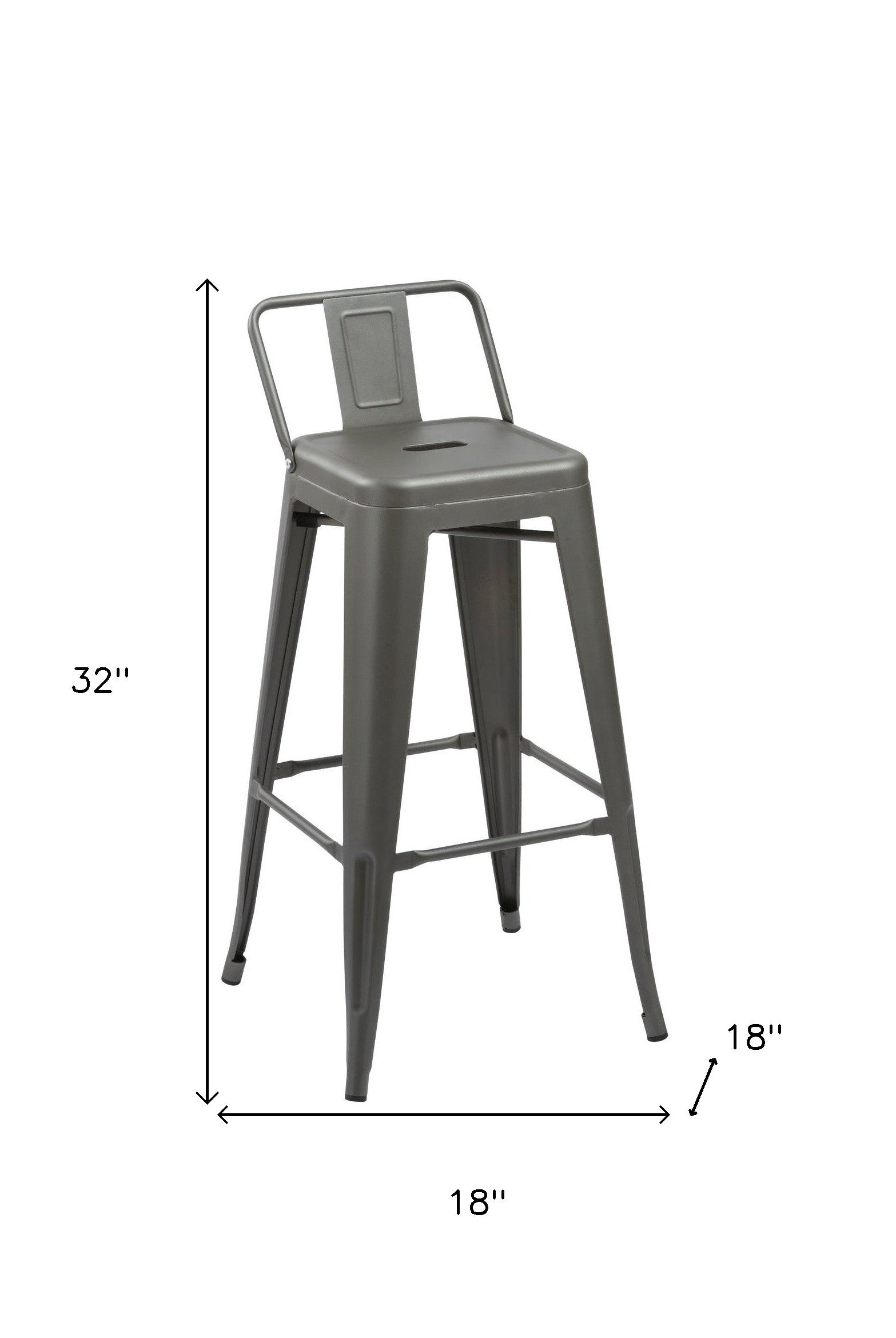 Set of Four 26" Dark Gray Steel and Metal Low Back Counter Height Bar Chairs-5