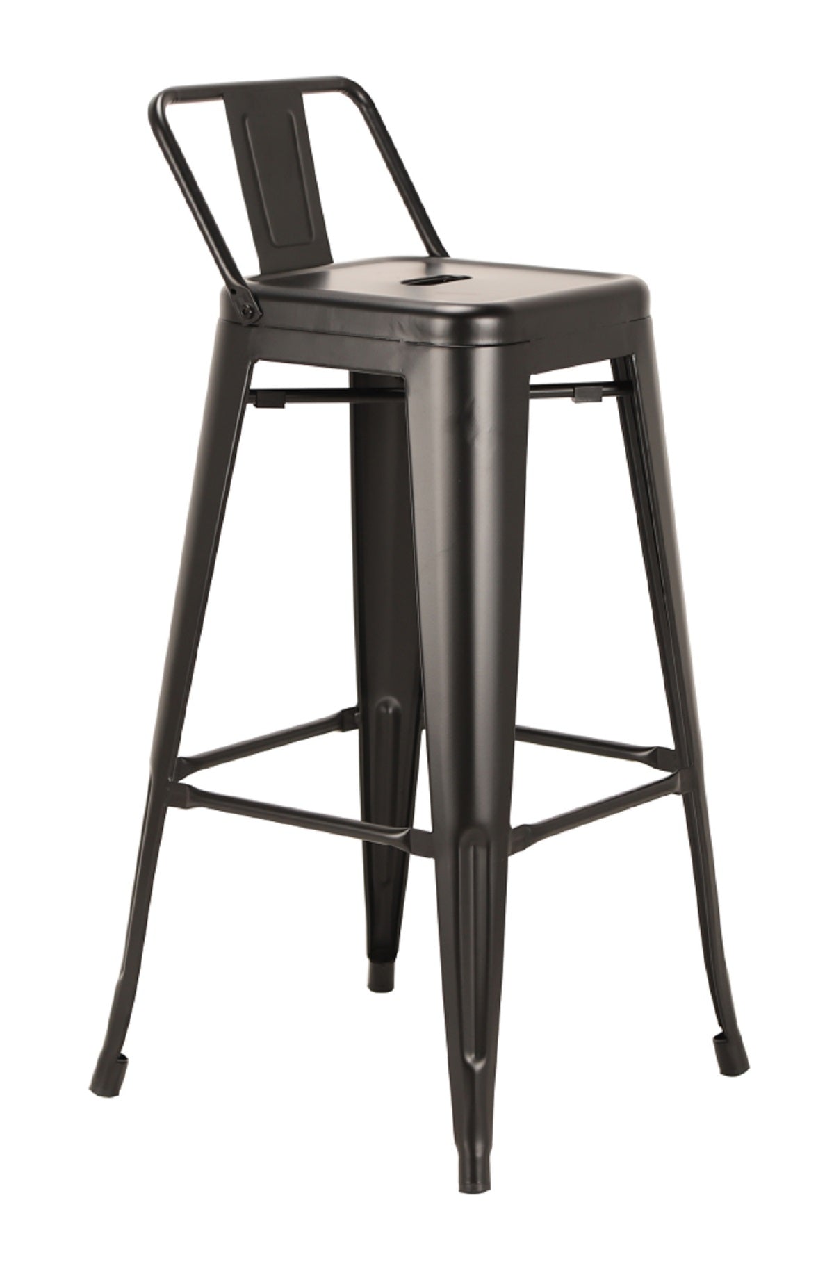 Set of Four 26" Black Steel and Metal Low Back Counter Height Bar Chairs-2