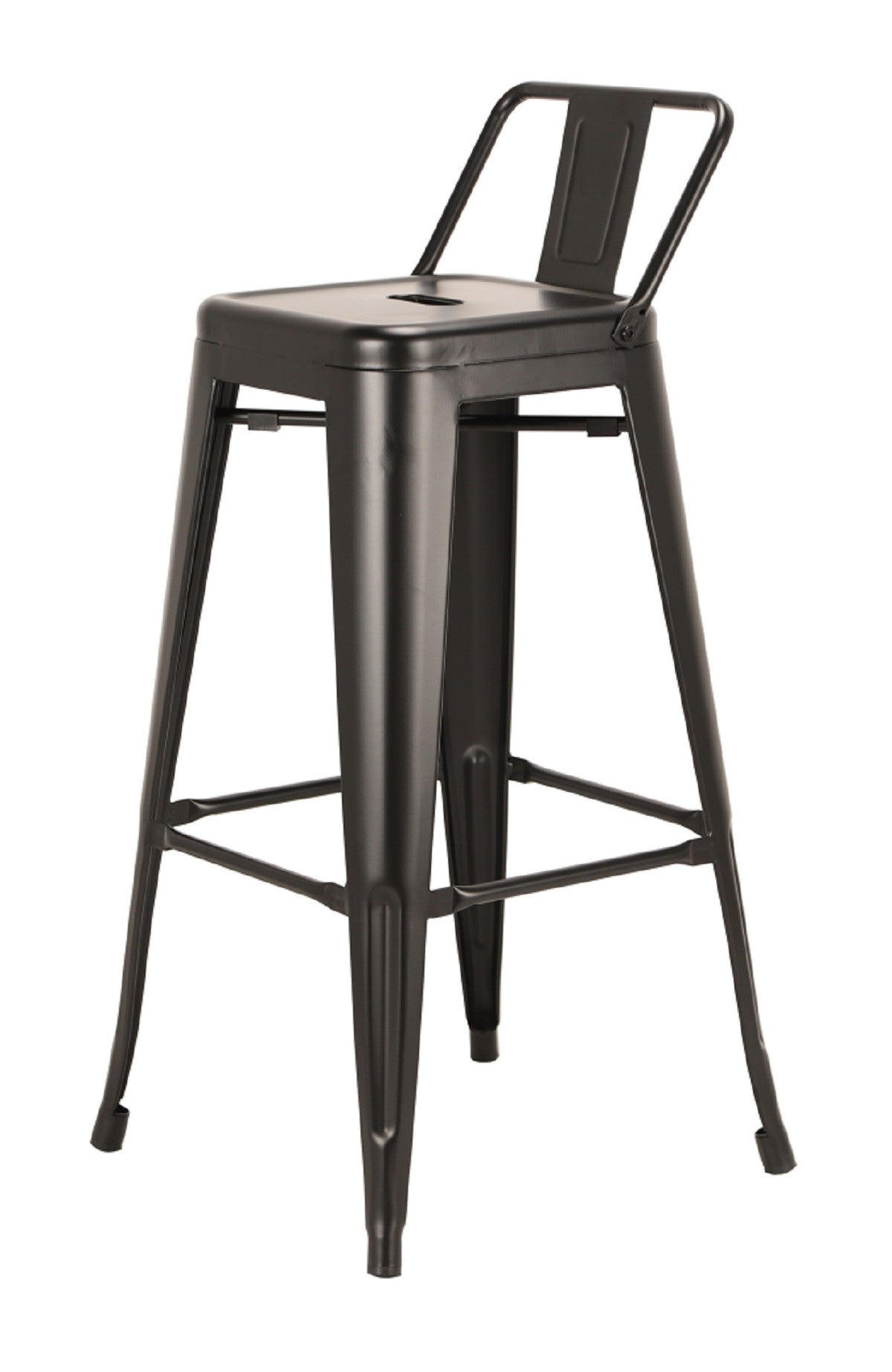 Set of Four 26" Black Steel and Metal Low Back Counter Height Bar Chairs-3