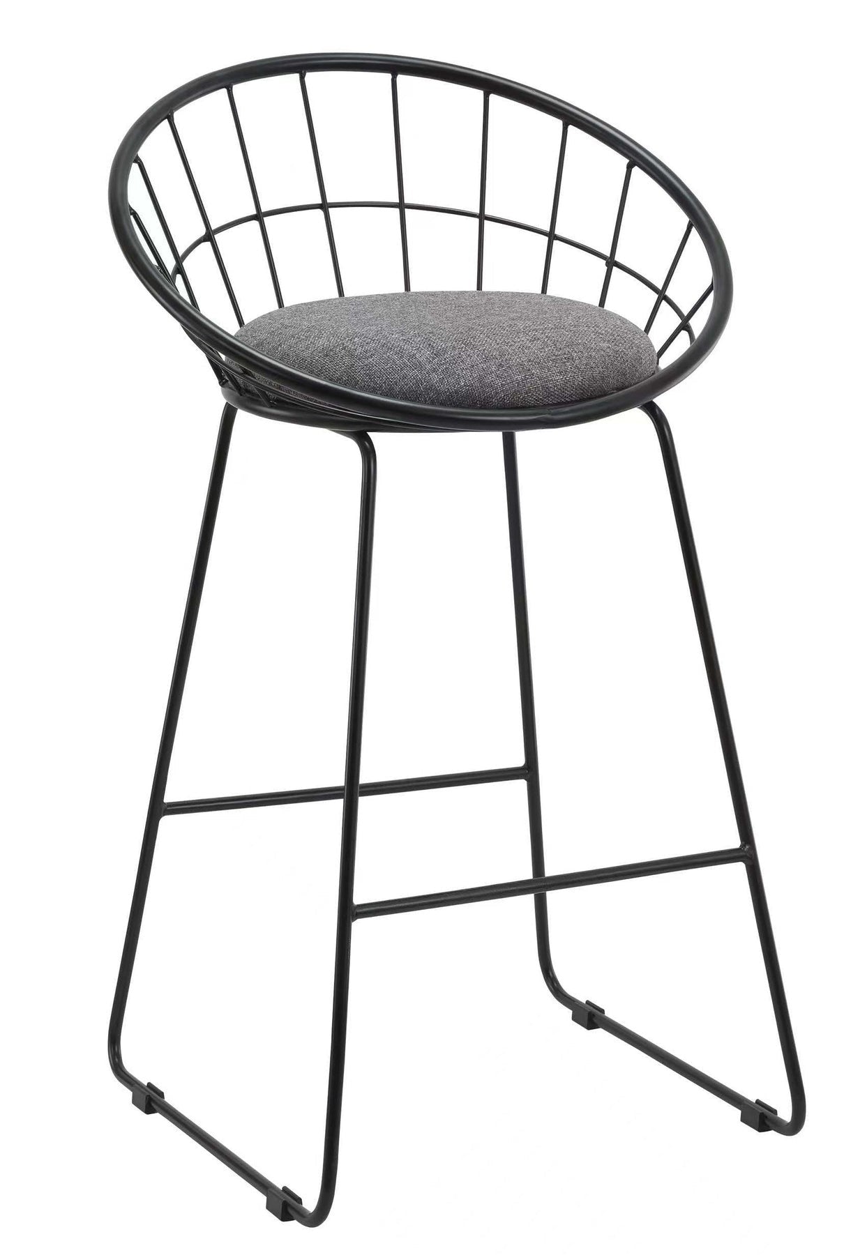 Set of Two 26" Gray and Black Fabric and Metal Low Back Counter Height Bar Chairs-3