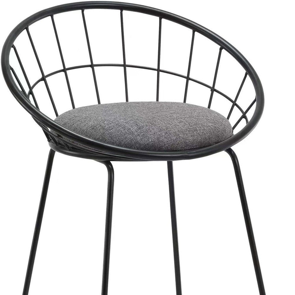 Set of Two 26" Gray and Black Fabric and Metal Low Back Counter Height Bar Chairs-5