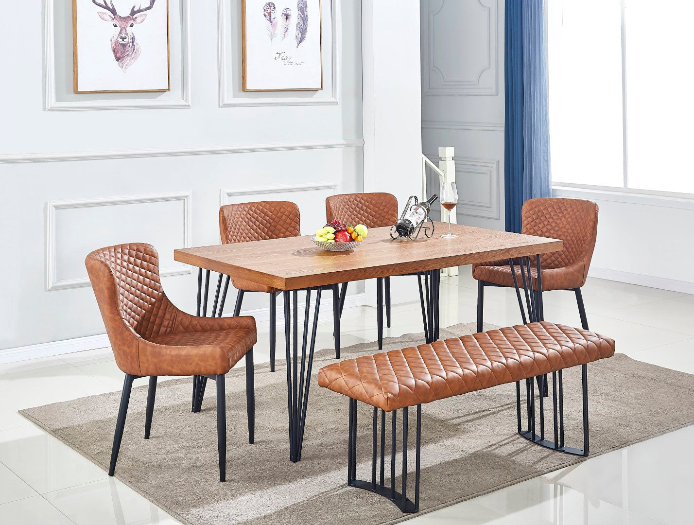 63" Brown and Black Wood And Metal Dining Table-5