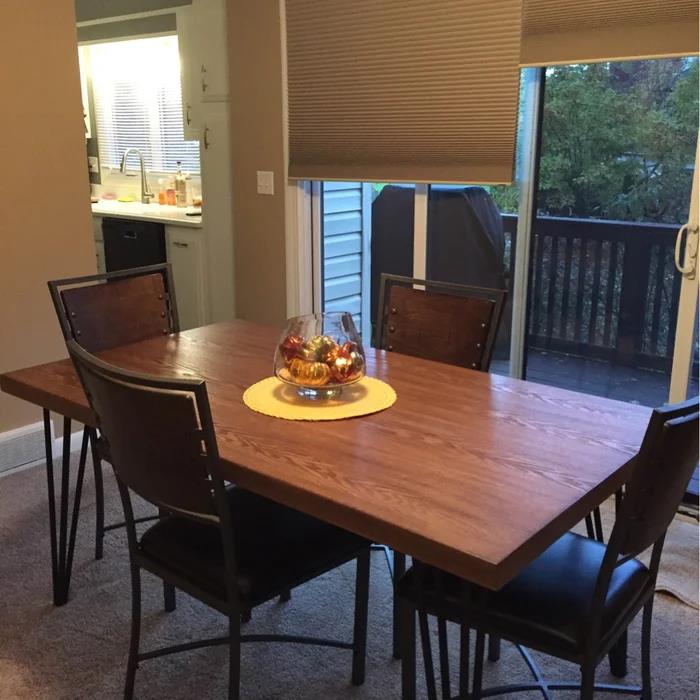 63" Brown and Black Wood And Metal Dining Table-6